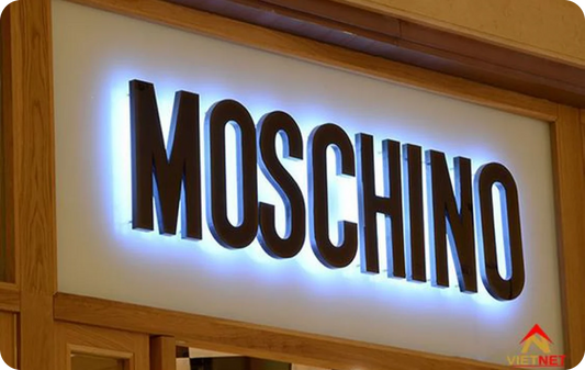 Illuminated store sign with blue LED backlight.