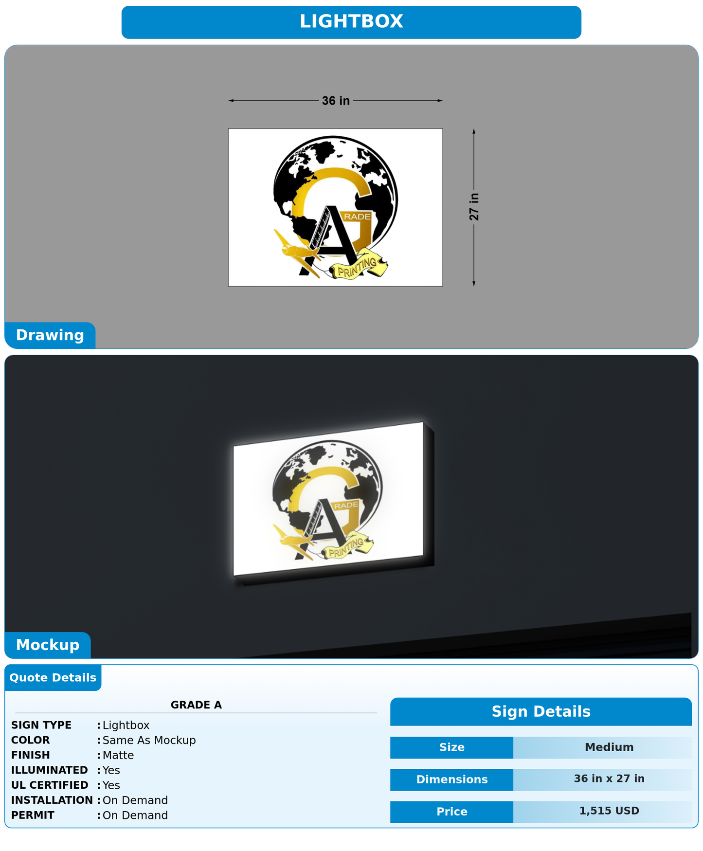 CUSTOM MOCKUP SIGN FOR Grade A