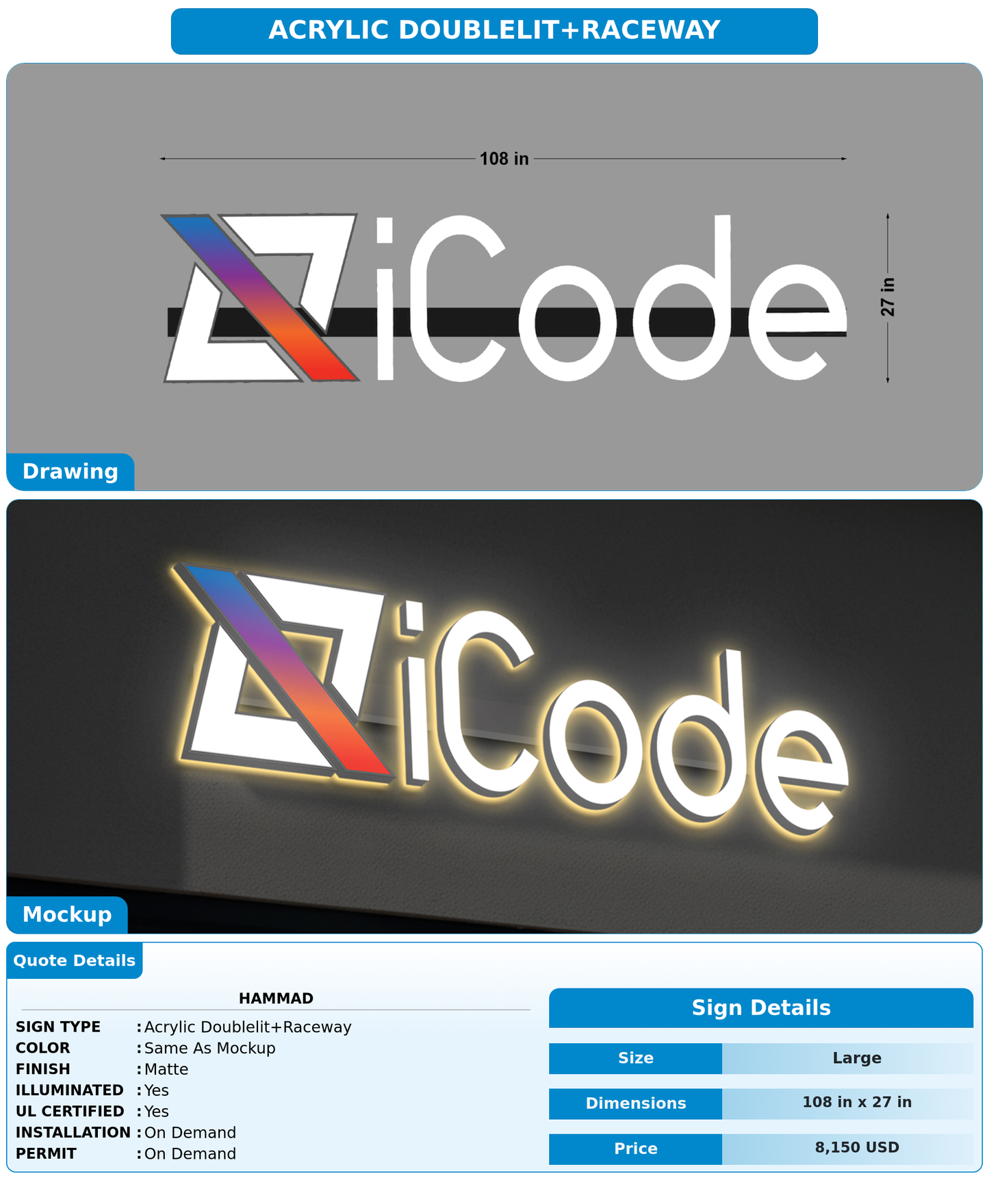 Installation and permit payment link for Hammad