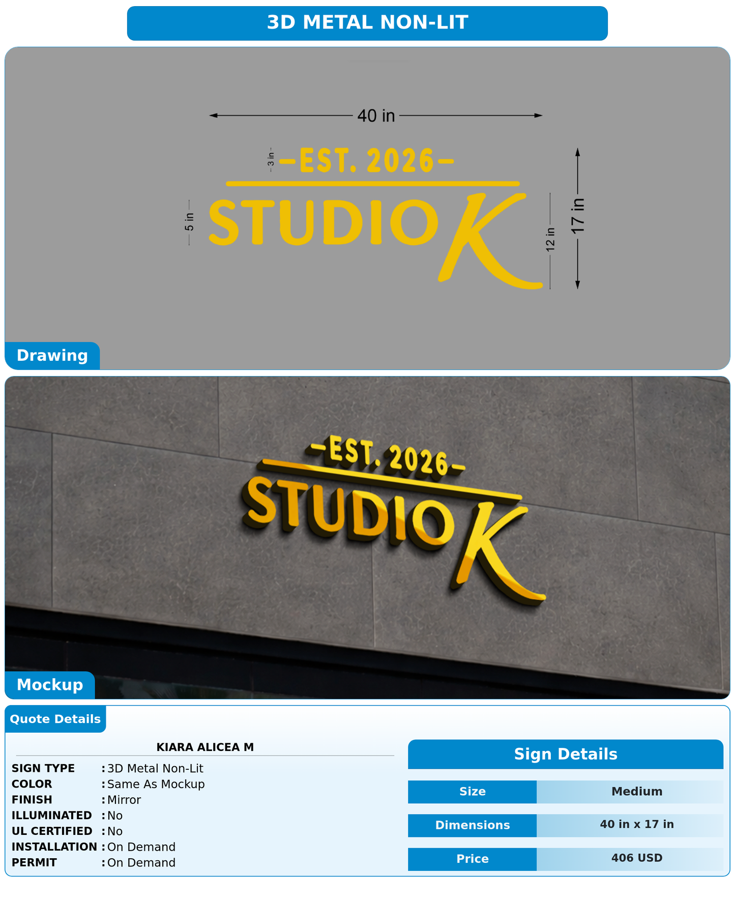 CUSTOM MOCKUP SIGN FOR Kiara Alicea M
