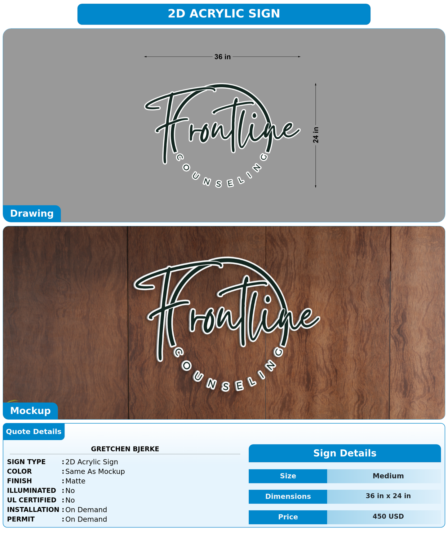 CUSTOM MOCKUP SIGN FOR Gretchen Bjerke