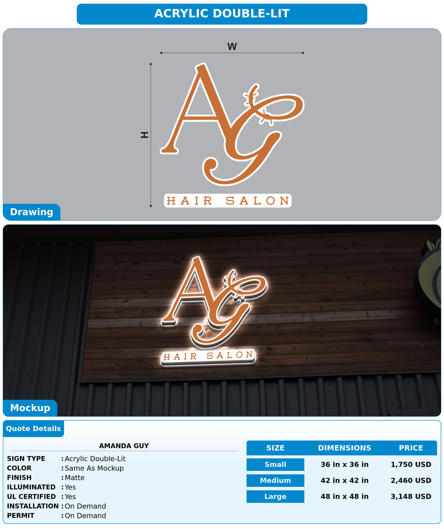 CUSTOM MOCKUP SIGN FOR Amanda Guy