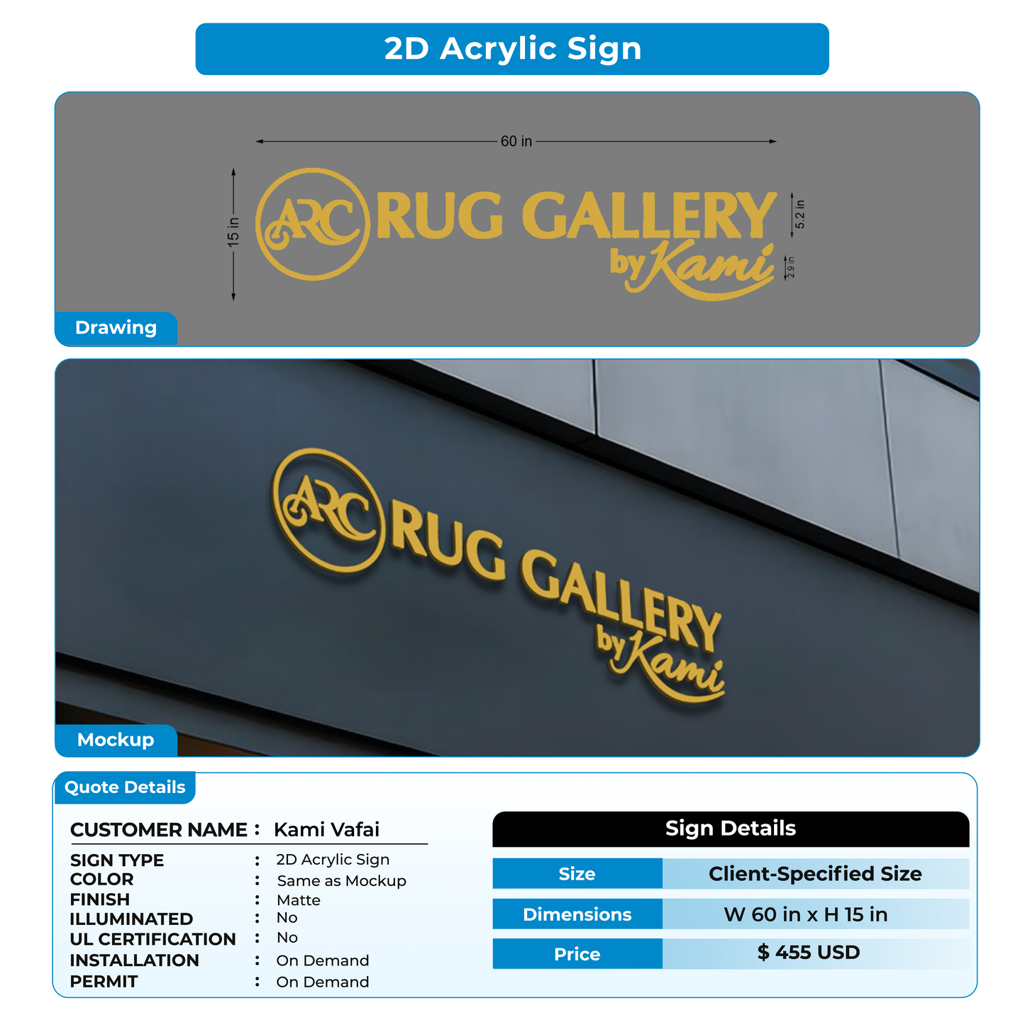 Custom Mockup Sign for Kami Vafai