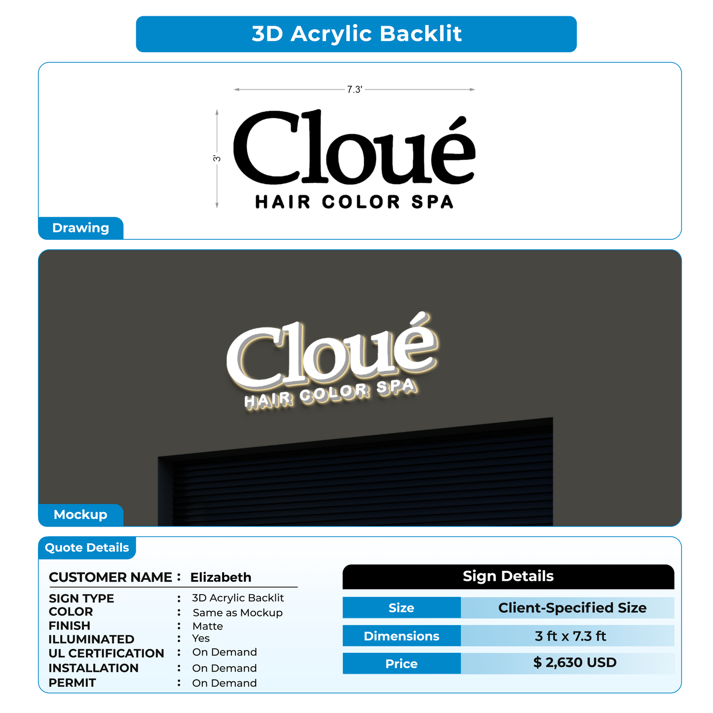 custom signs Elizabeth