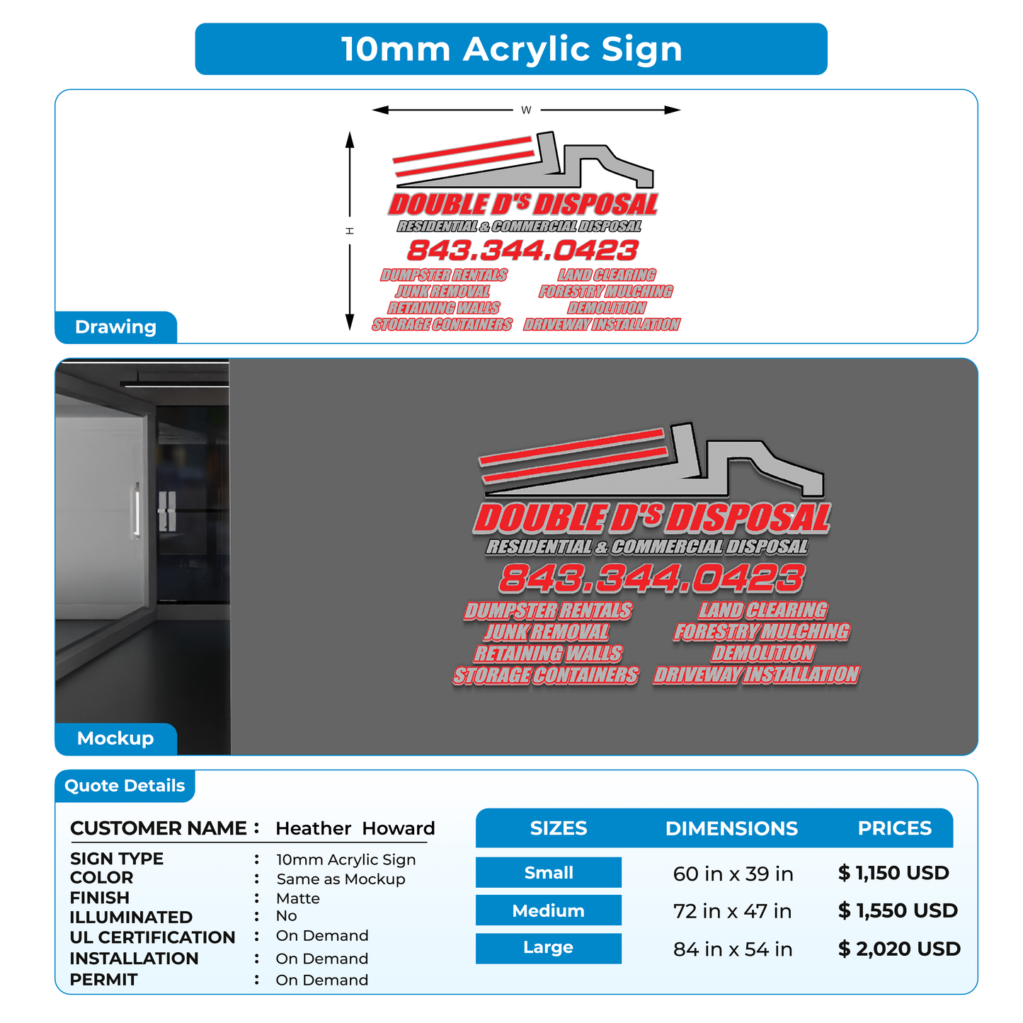 Business signage for Heather Howard