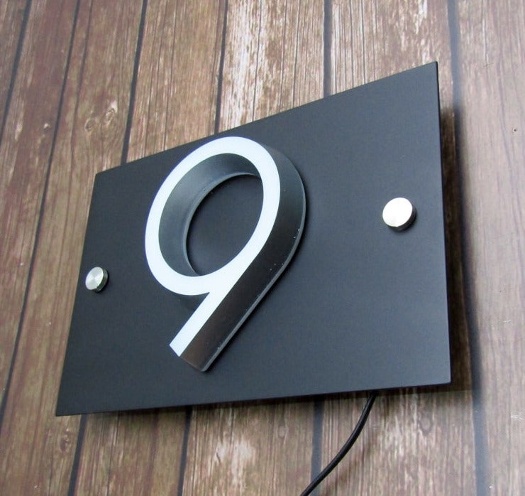 Custom 3D House Number Acrylic Front Glow with Backboard