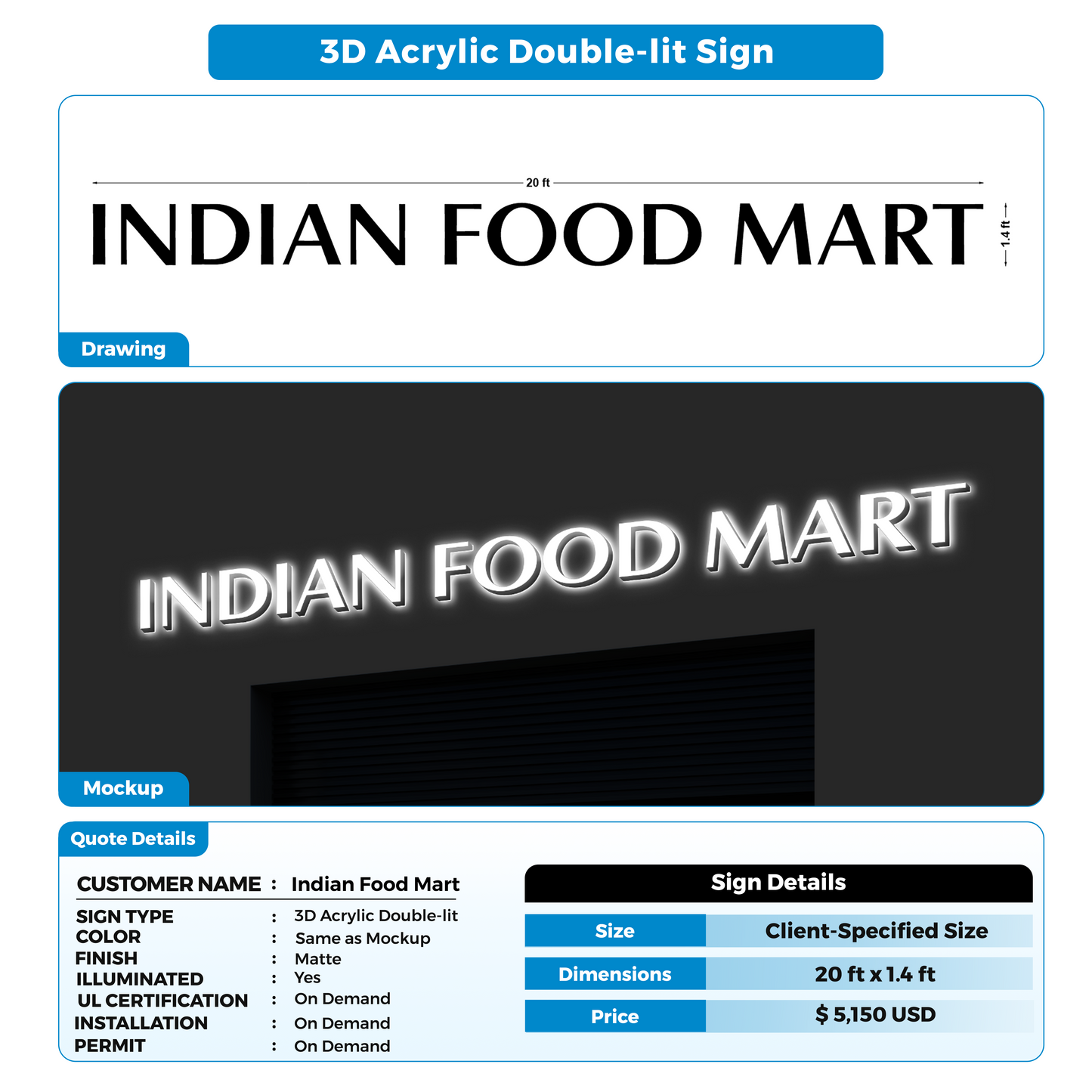 Business Signage for Indian Food Mart
