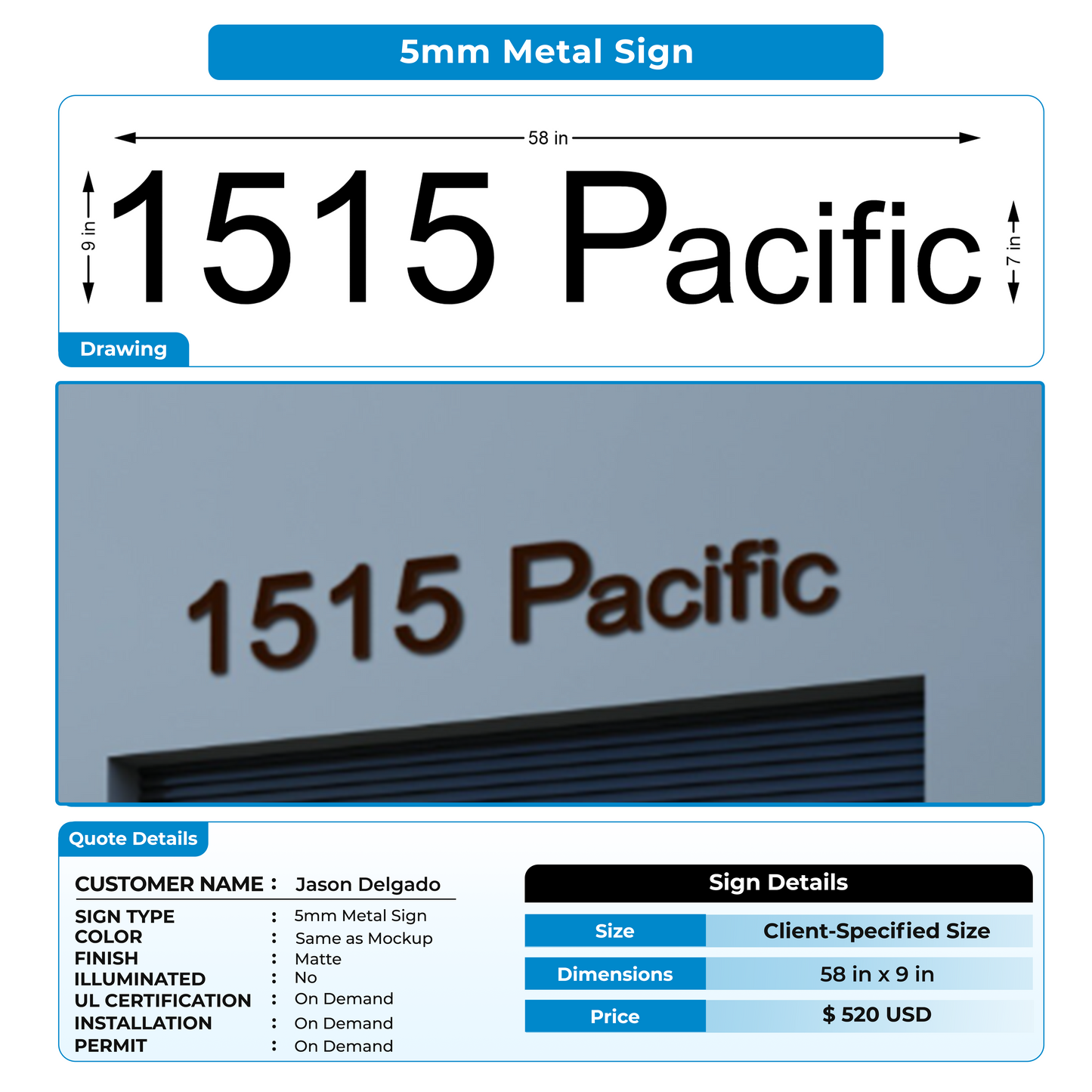 Custom sign for Jason Delgado