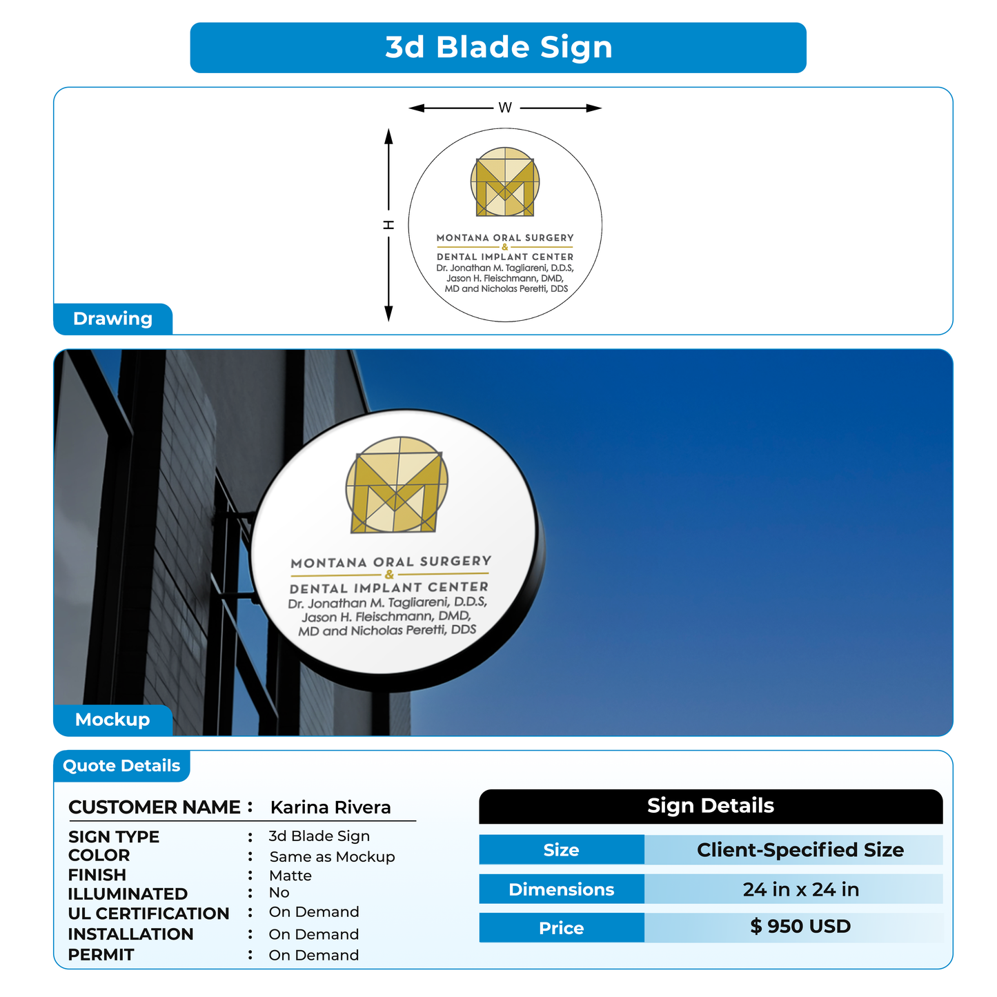3d blade sign for Karina Rivera