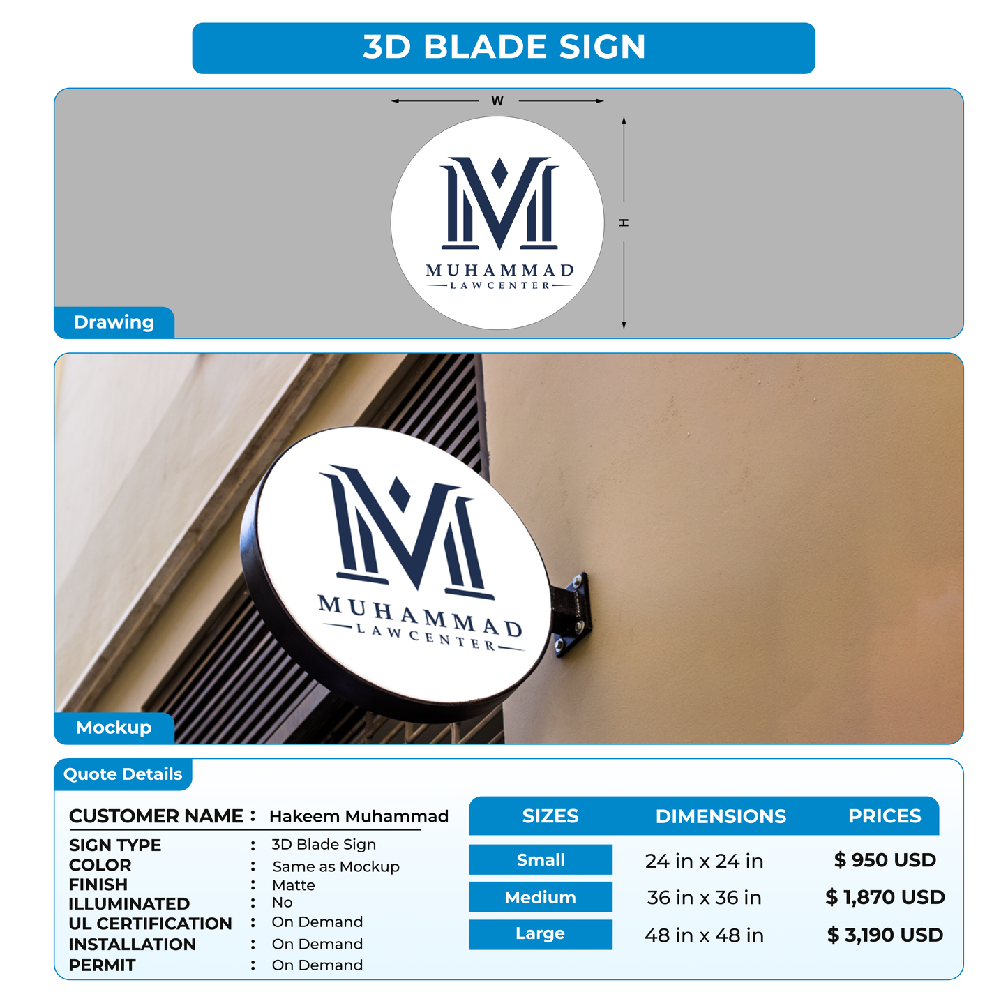 3d blade sign for Hakeem Muhammad