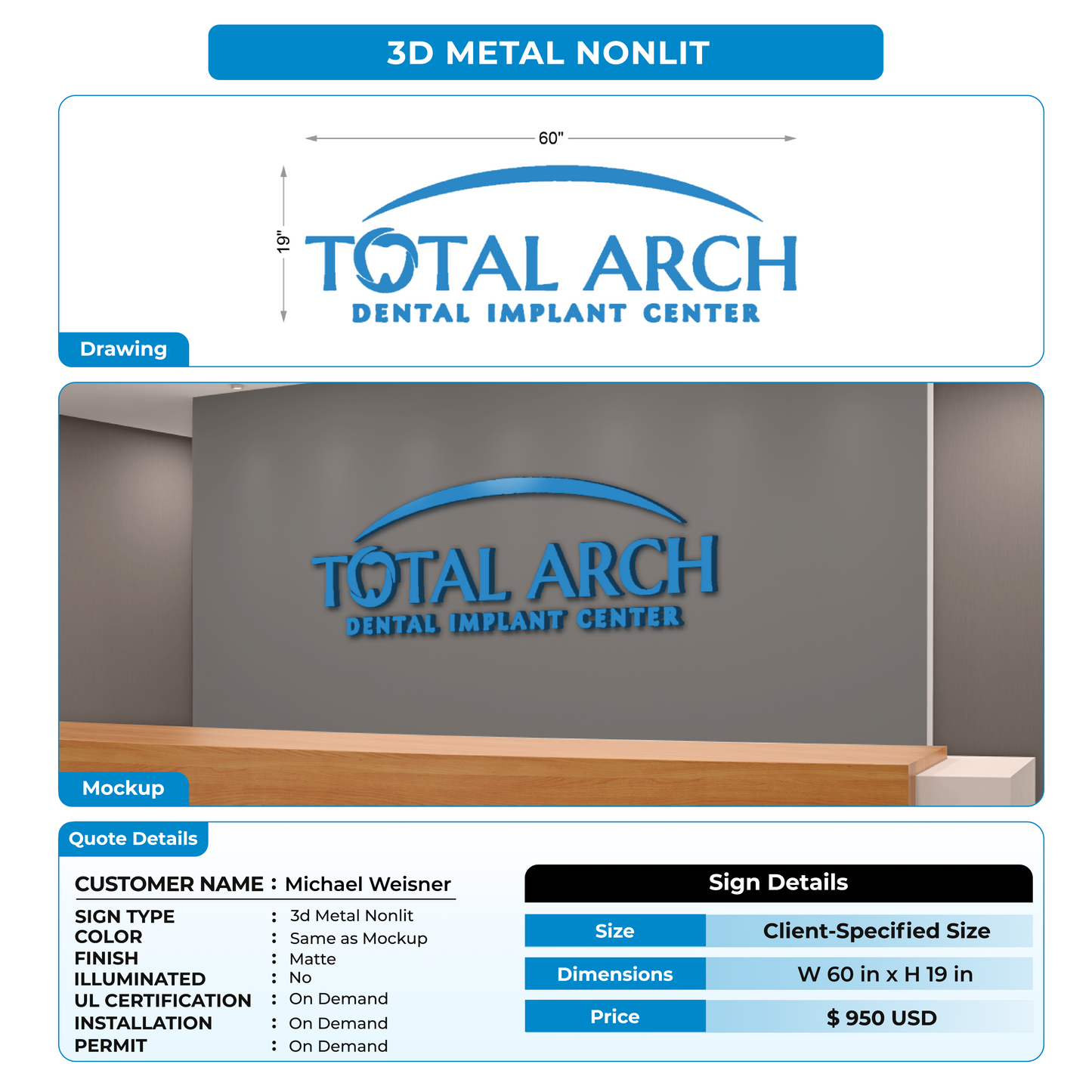 10MM Acrylic Sign for Michael Weisner