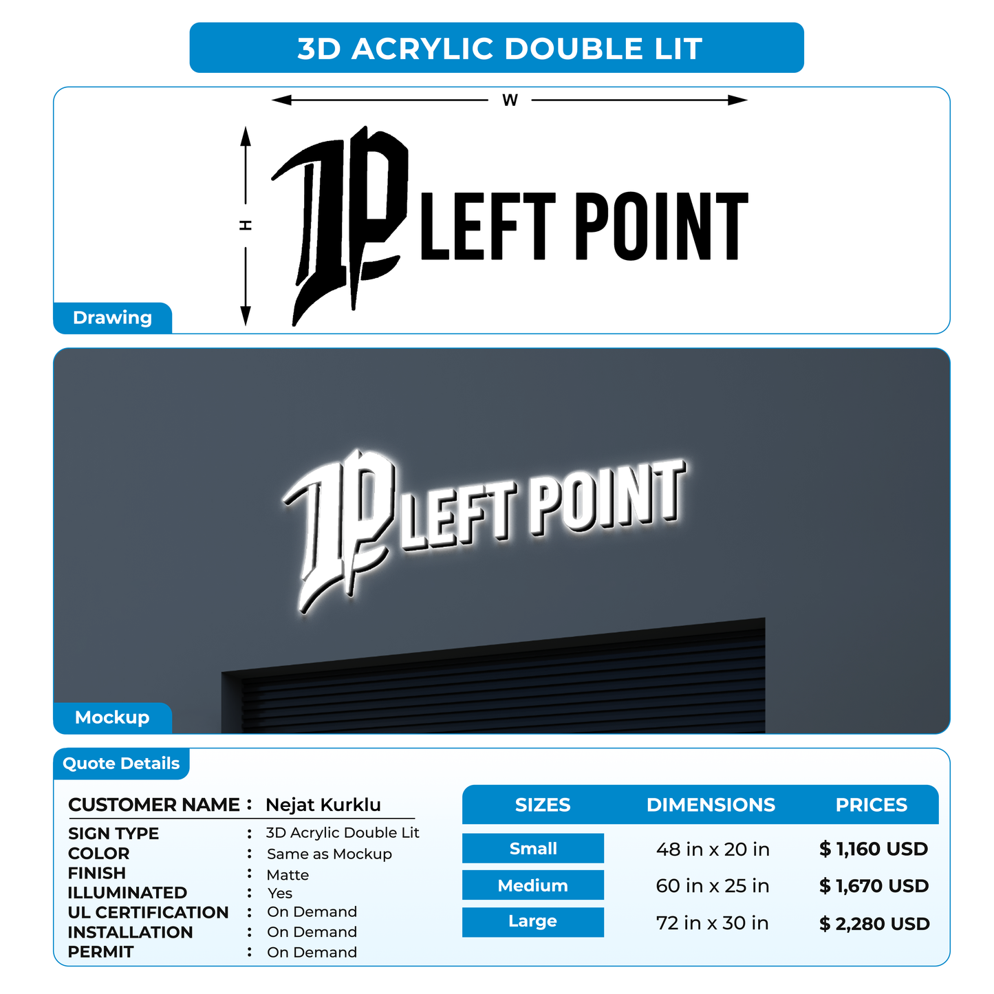 3d acrylic doublelit for Nejat Kurklu