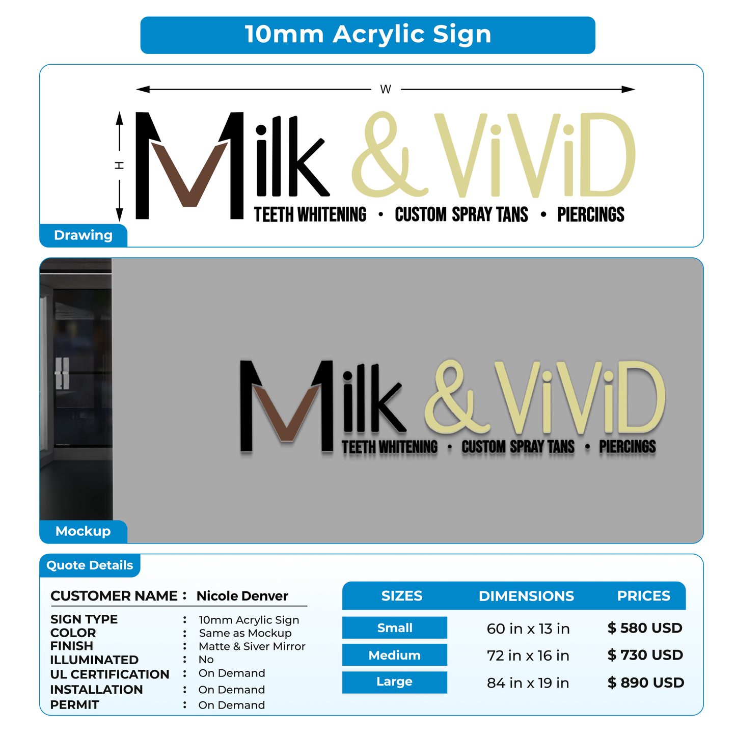Business signage for Nicole Denver
