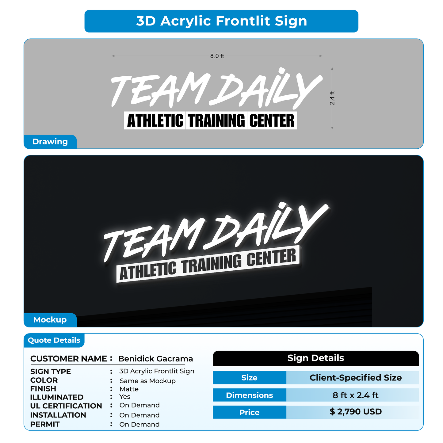 Custom Signs For Benidick Gacrama