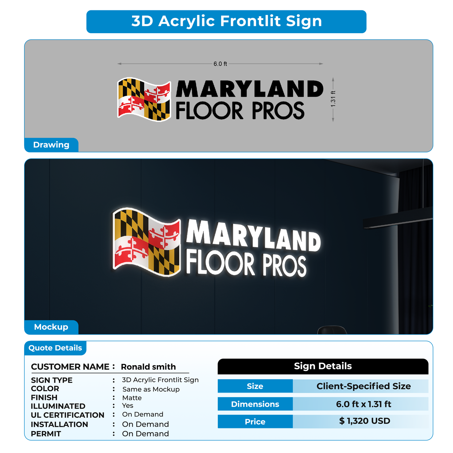Business signage for Ronald smith