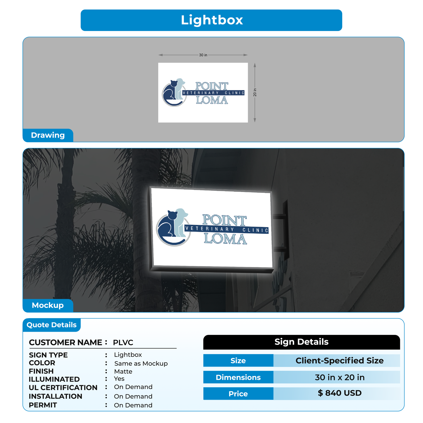 custom sign for PLVC