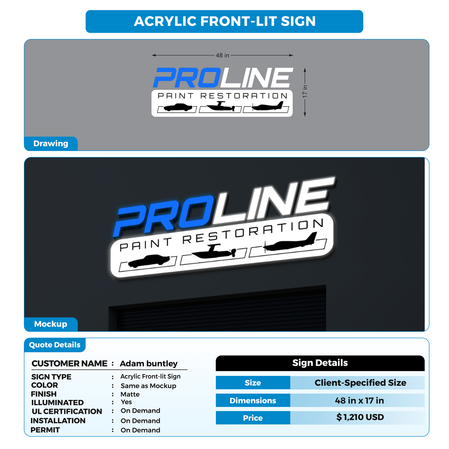 Business Signage for Adam buntley