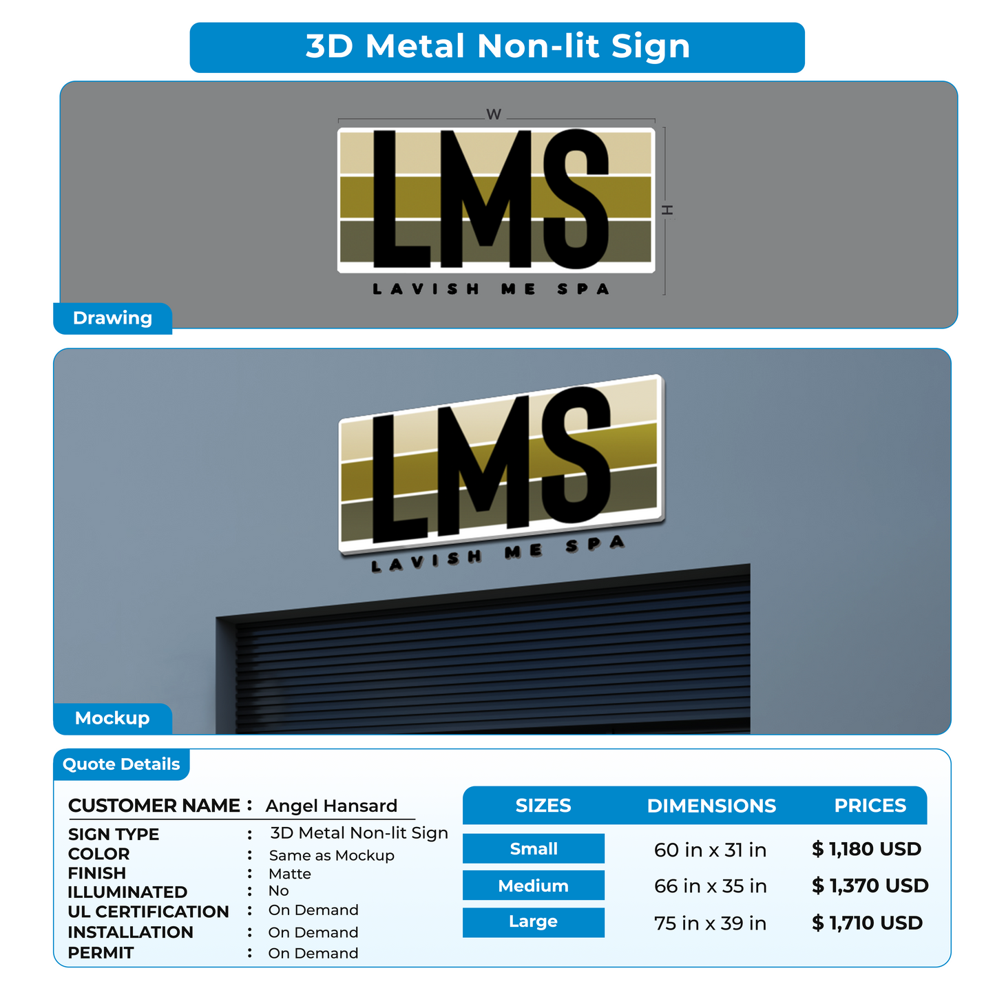 custom signs for Angel Hansard
