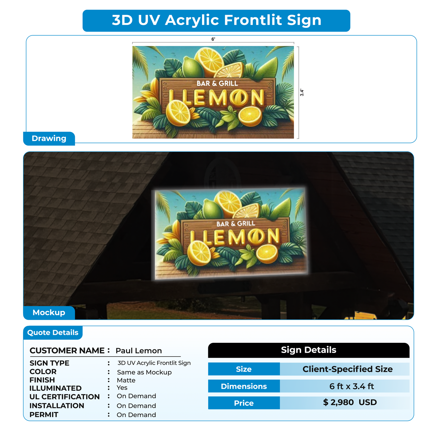 custom signs for Paul Lemon