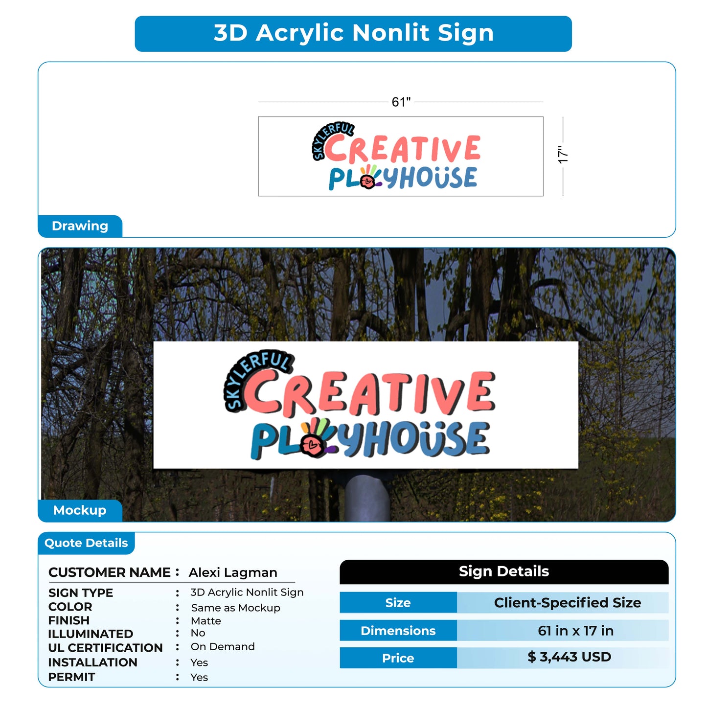 custom sign for Alexi Lagman