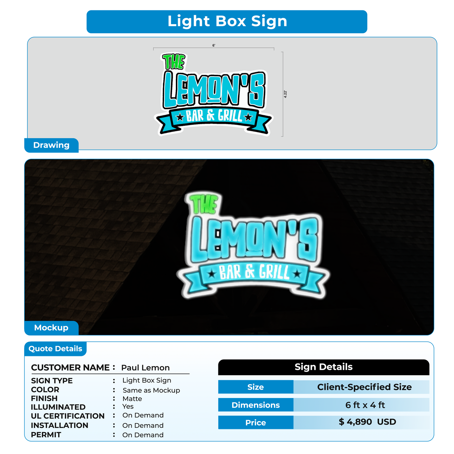 custom signs for Paul Lemon