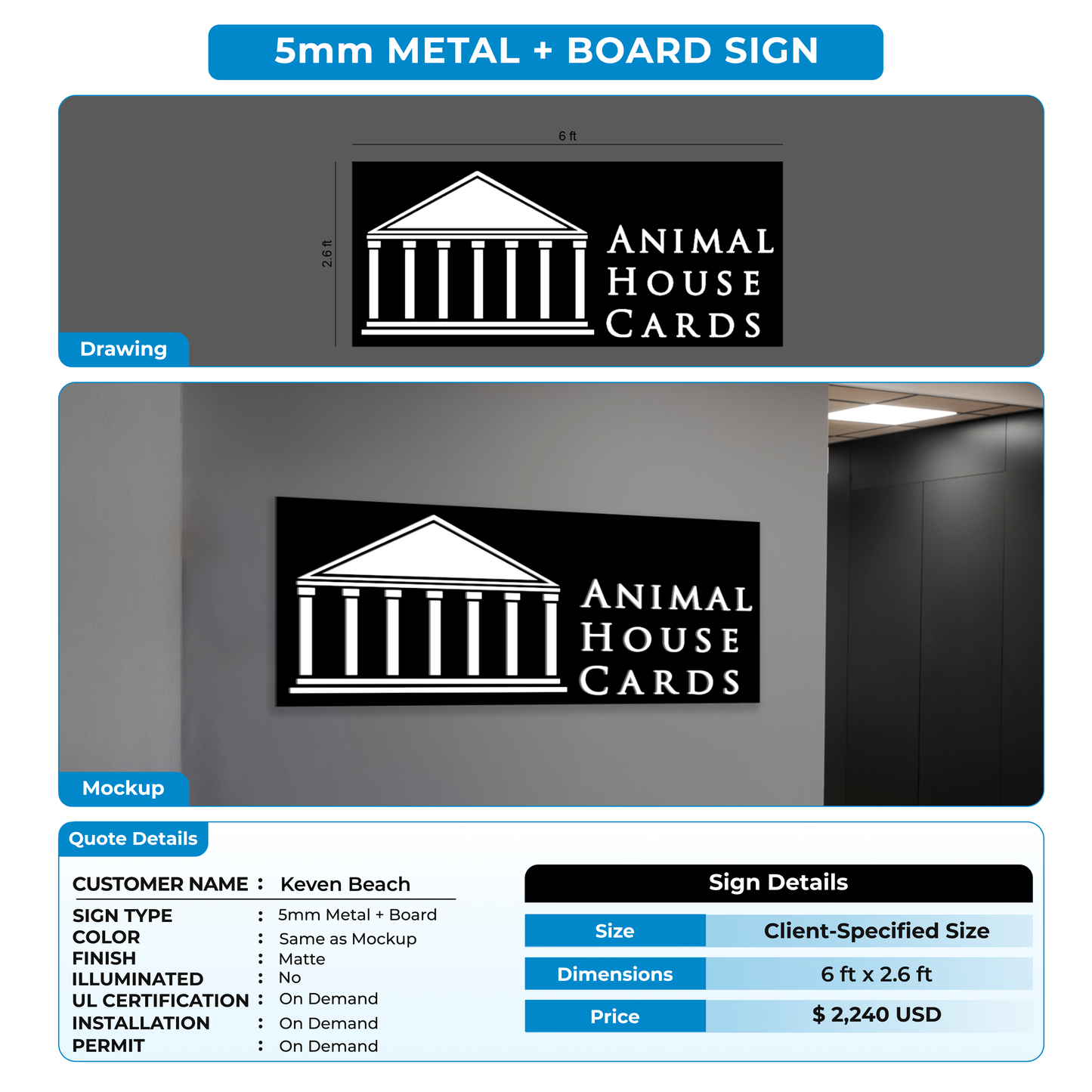 Business signage for Keven Beach