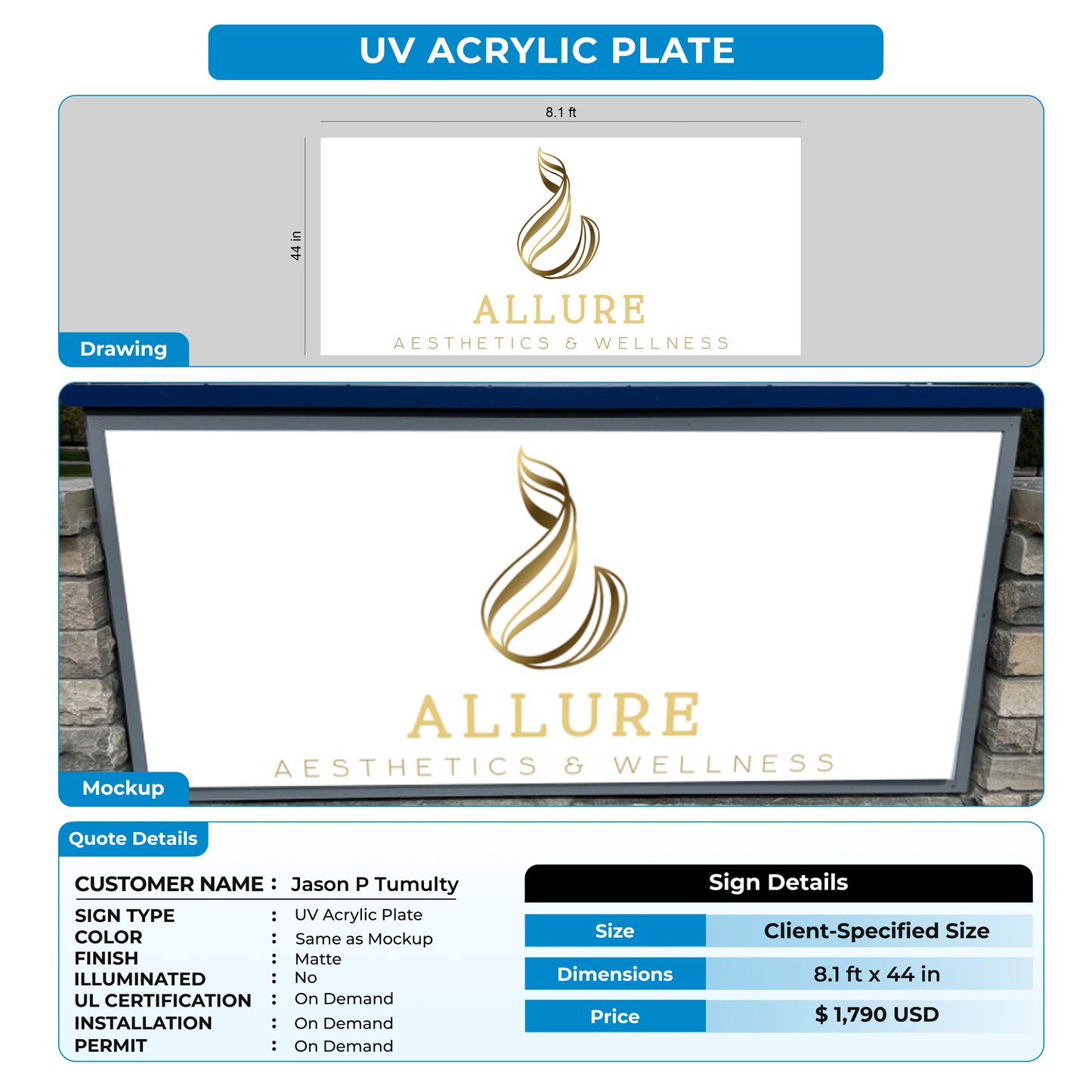 UV acrylic plate for Jason P Tumulty