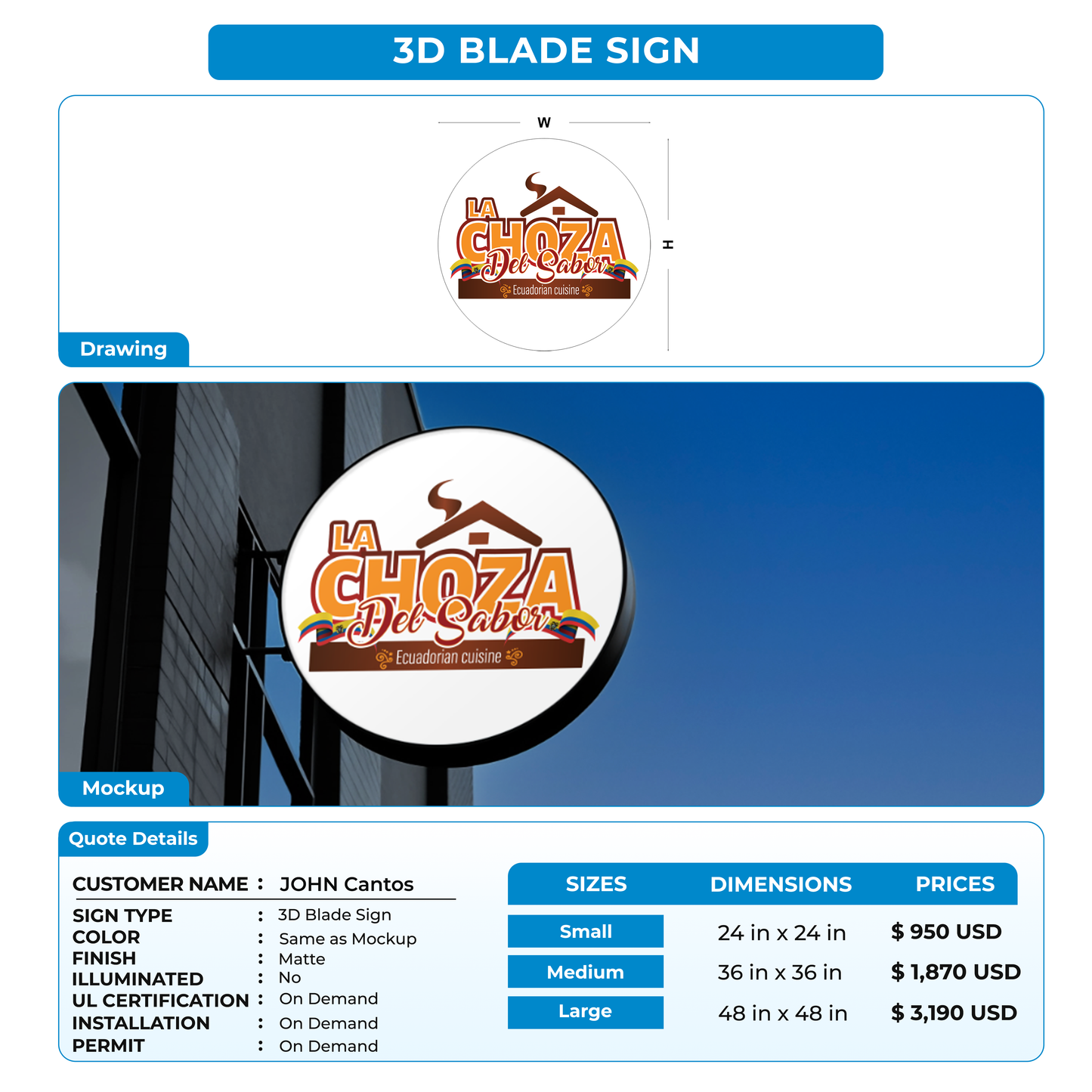 3D Blade Sign for JOHN Cantos