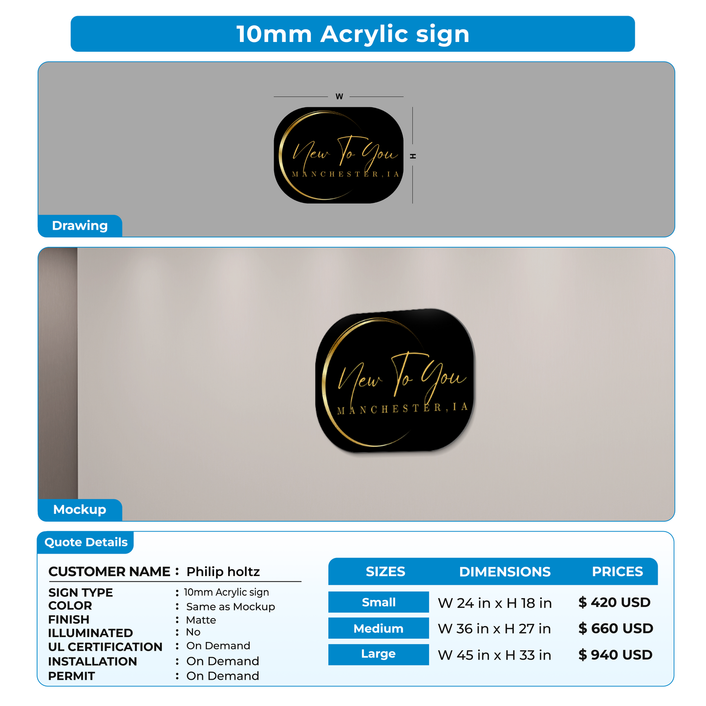 Custom Signs For Philip holtz