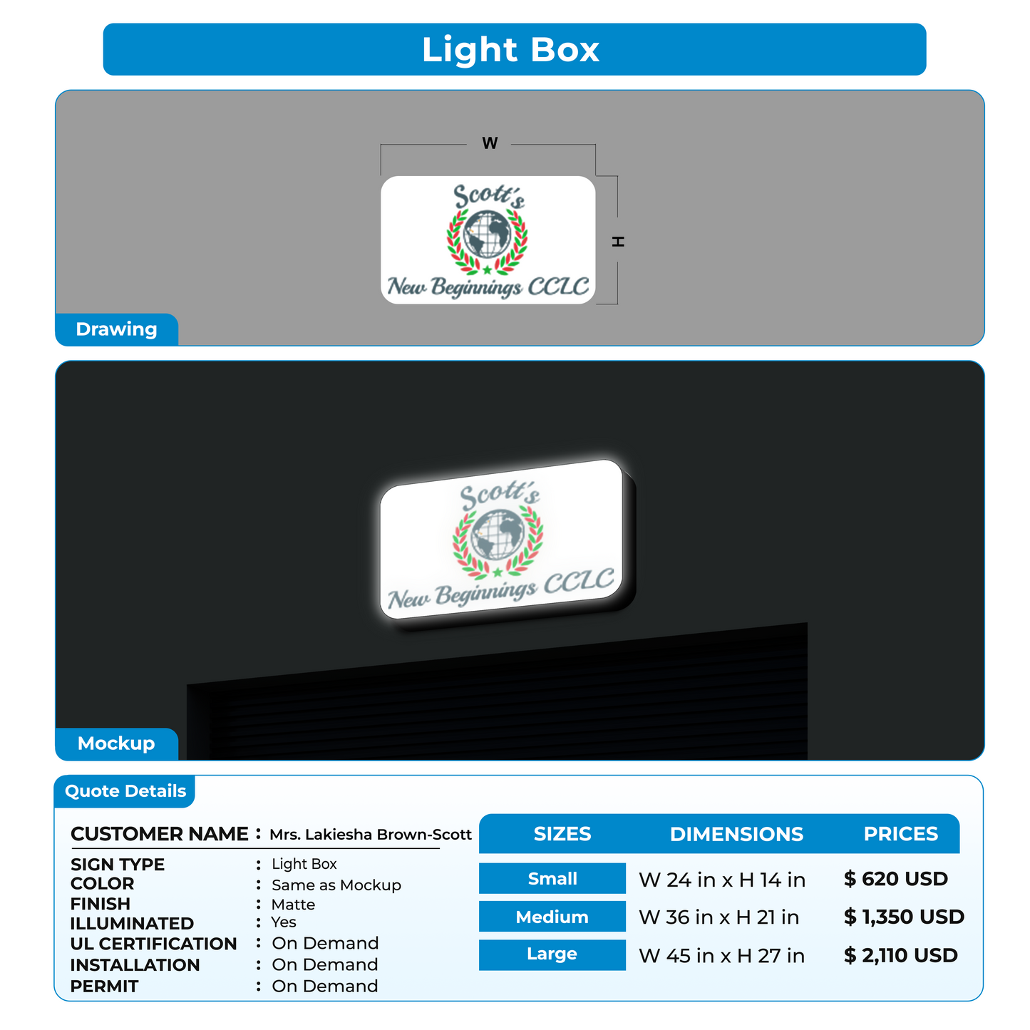 Light Box Sign for Mrs. Lakiesha Brown-Scott