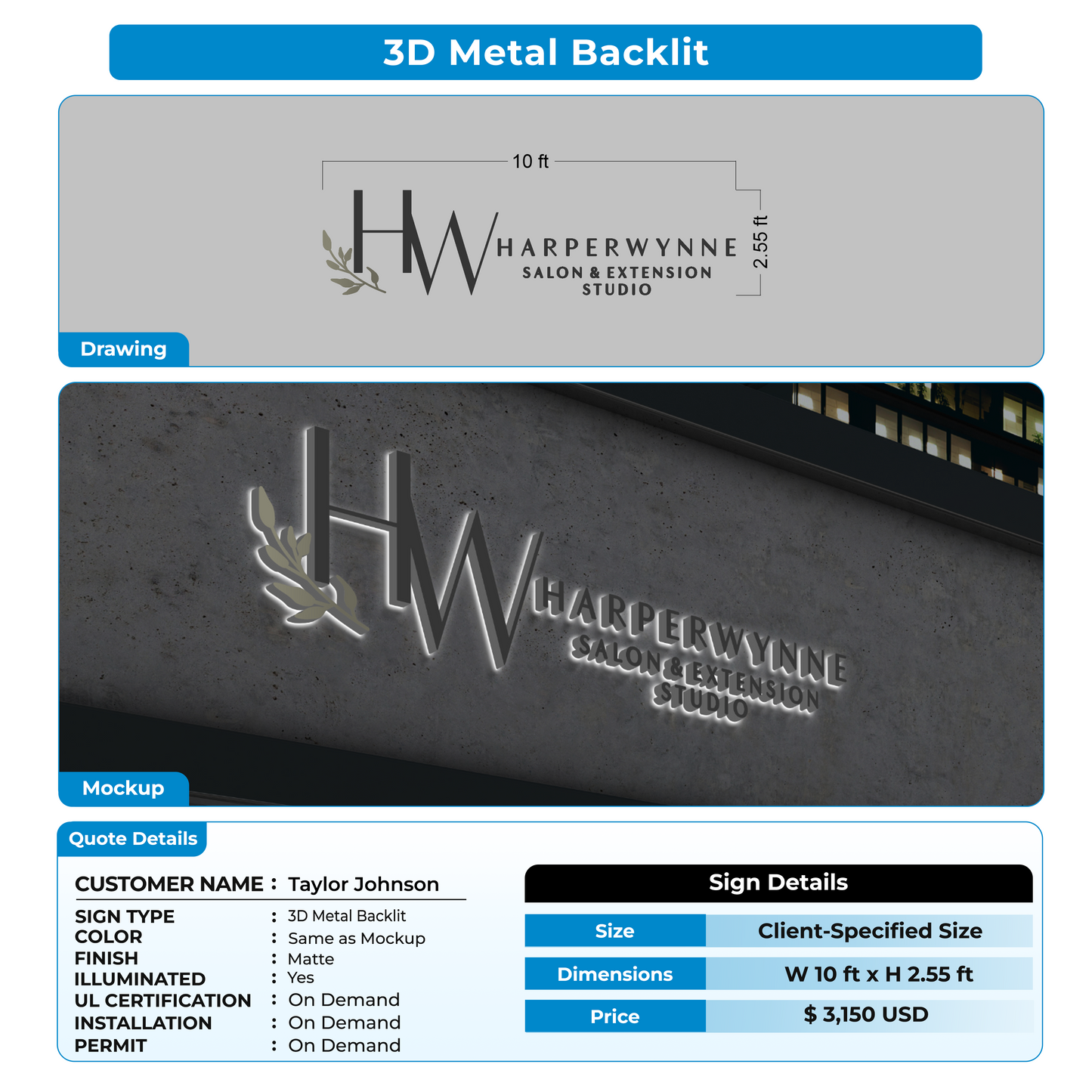 custom signs for Taylor Johnson