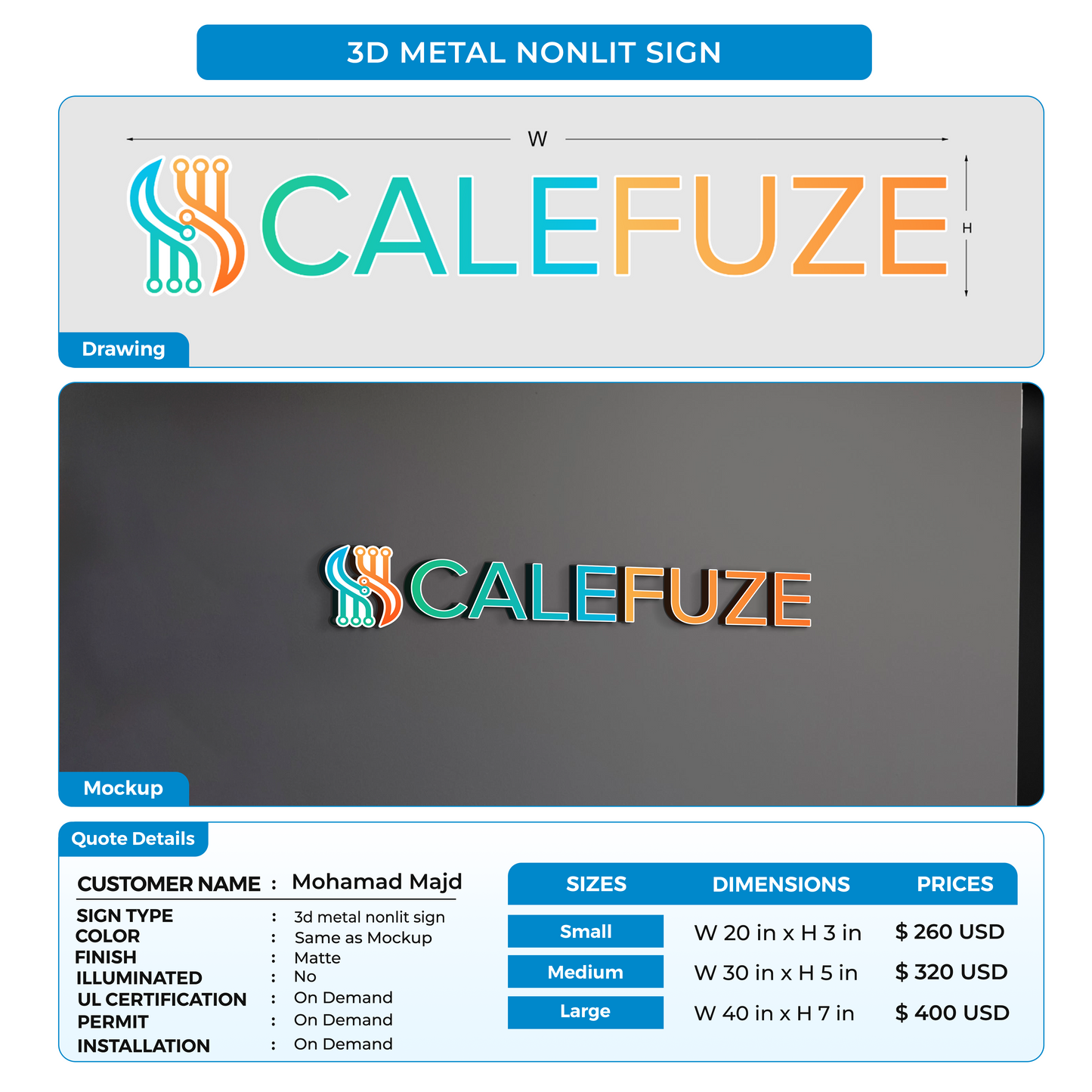 custom signs for Mohamad Majd
