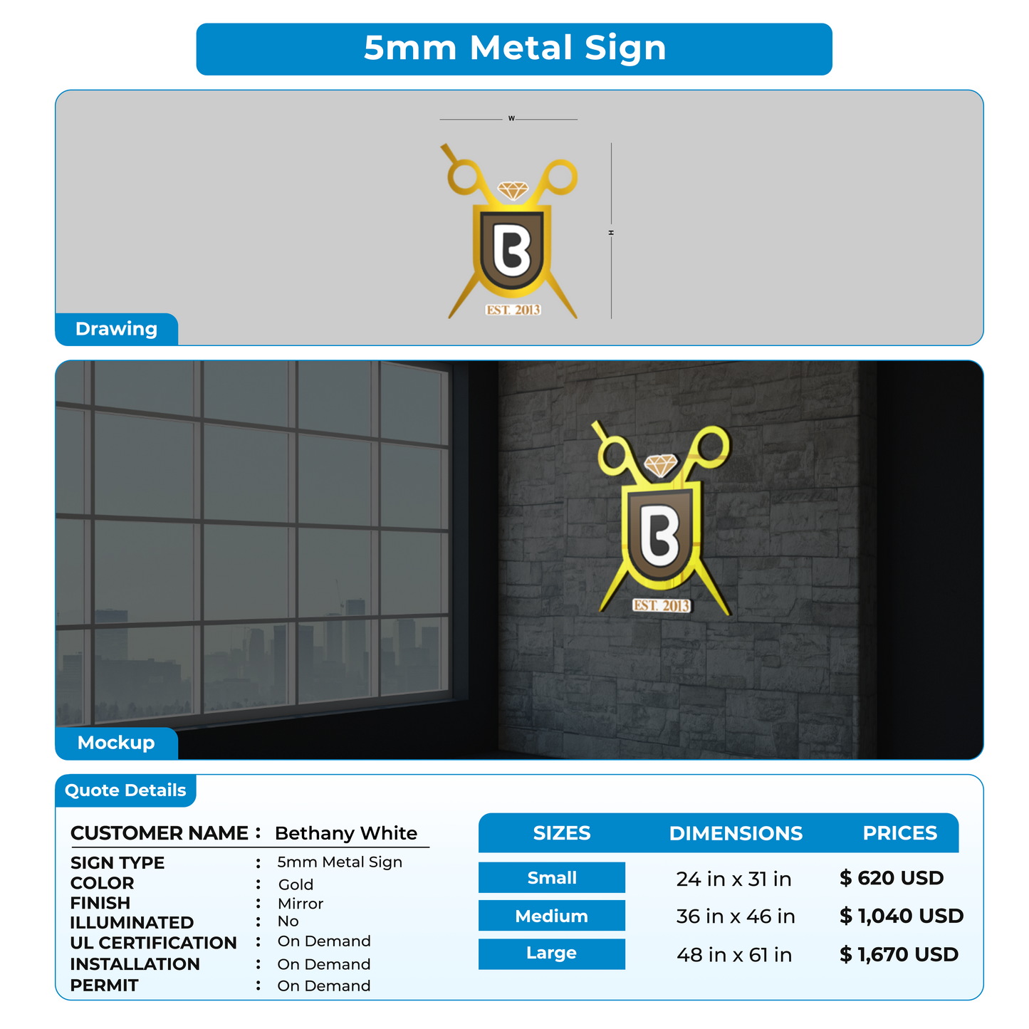 Custom Signs For Bethany White