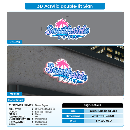 3D Acrylic Doubl-lit SIGN FOR Steve Taylor