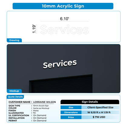 Custom Signs for LORRAINE WILSON