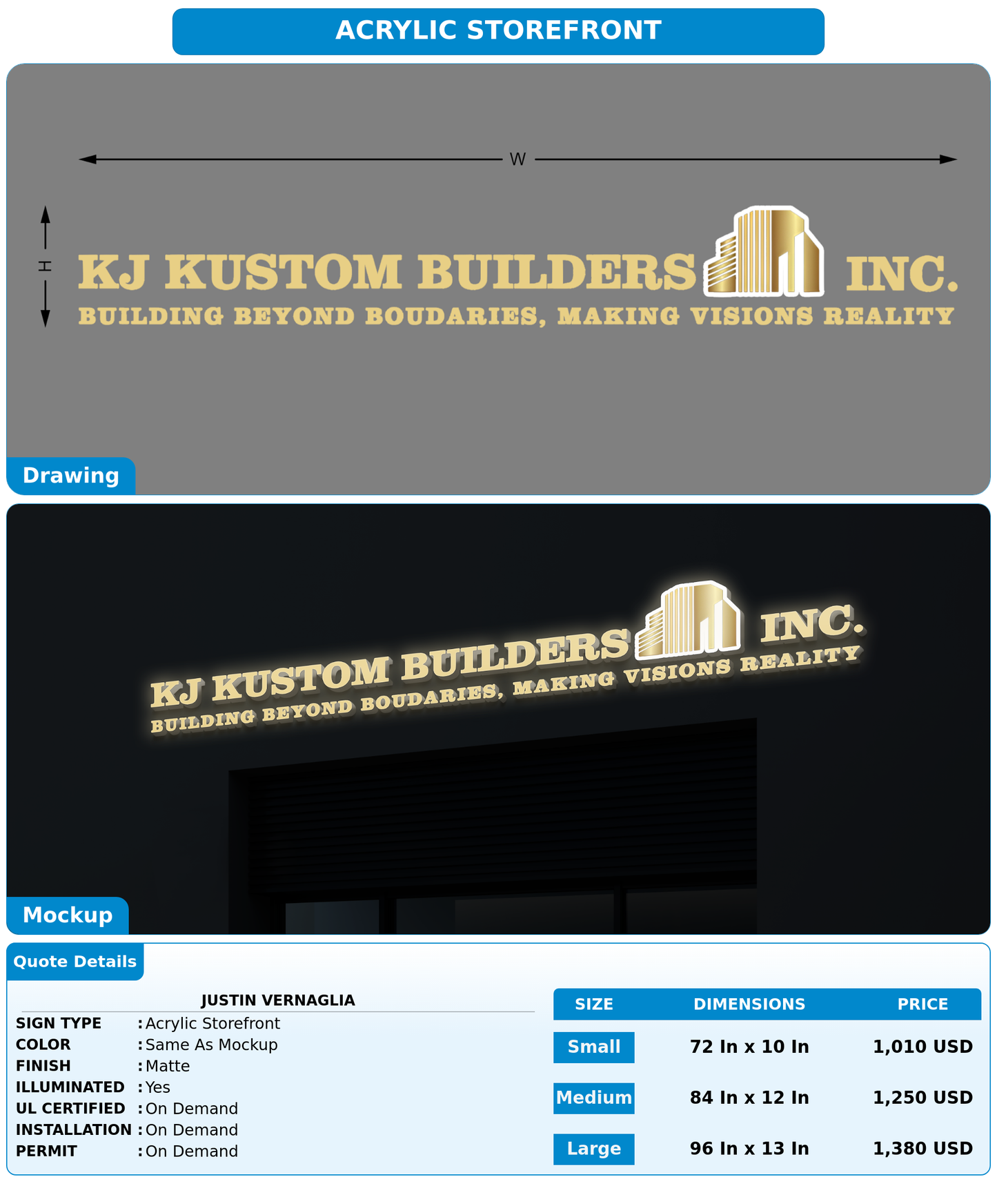 CUSTOM MOCKUP SIGN FOR Justin Vernaglia