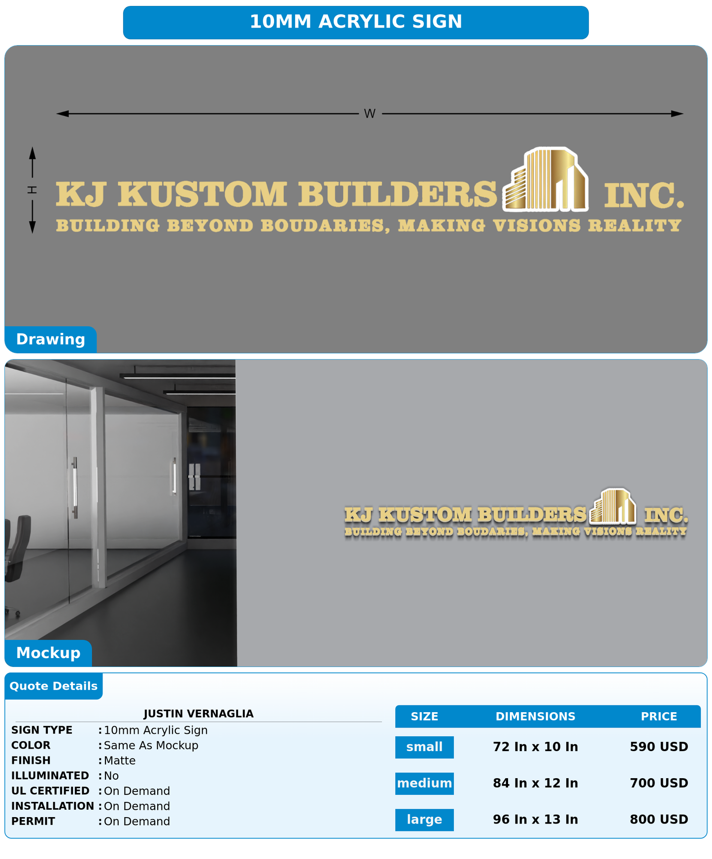 CUSTOM MOCKUP SIGN FOR Justin Vernaglia
