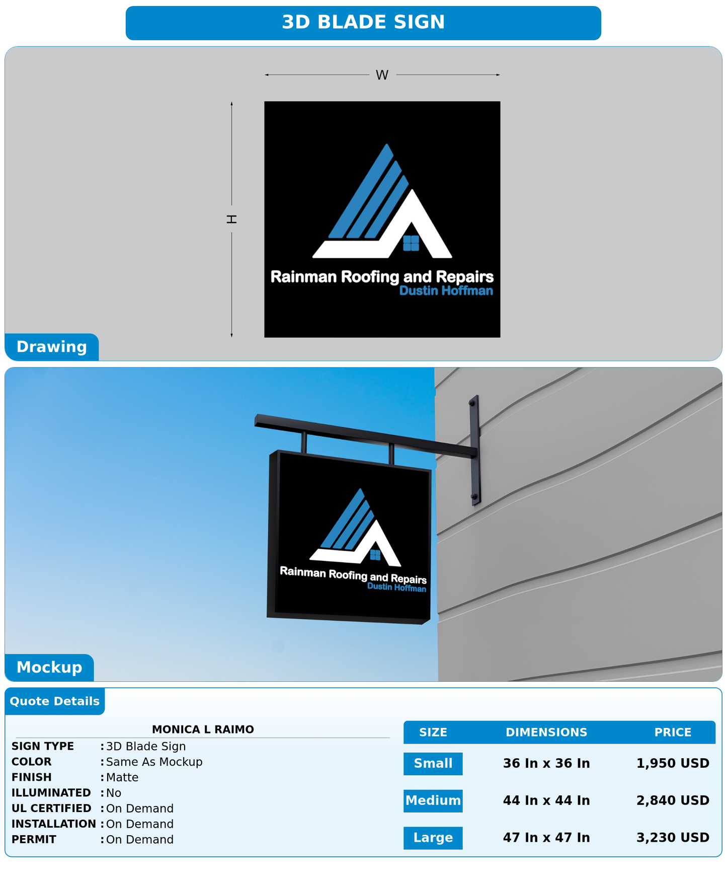 CUSTOM MOCKUP SIGN FOR Monica L Raimo