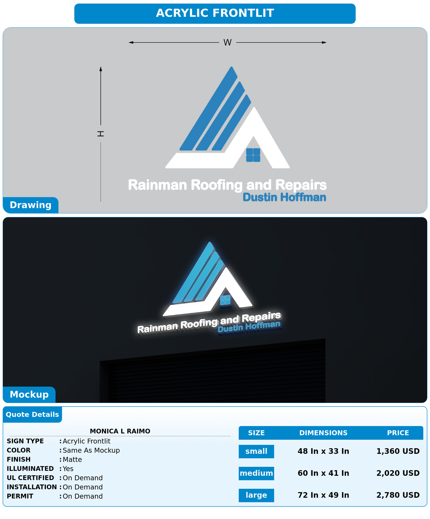 CUSTOM MOCKUP SIGN FOR Monica L Raimo