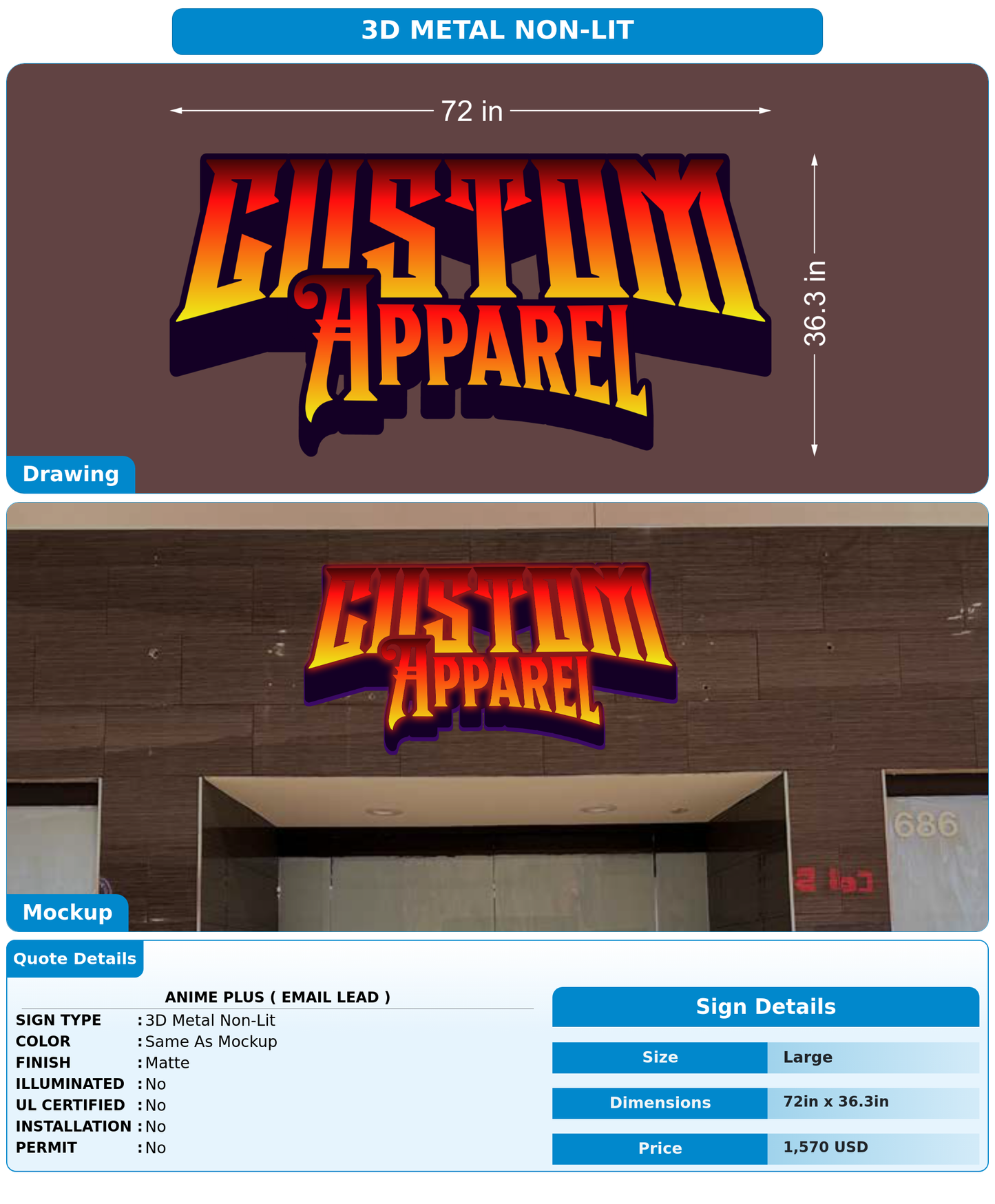 CUSTOM MOCKUP SIGN FOR Anime Plus ( email lead )