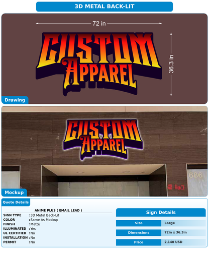 CUSTOM MOCKUP SIGN FOR Anime Plus ( email lead )