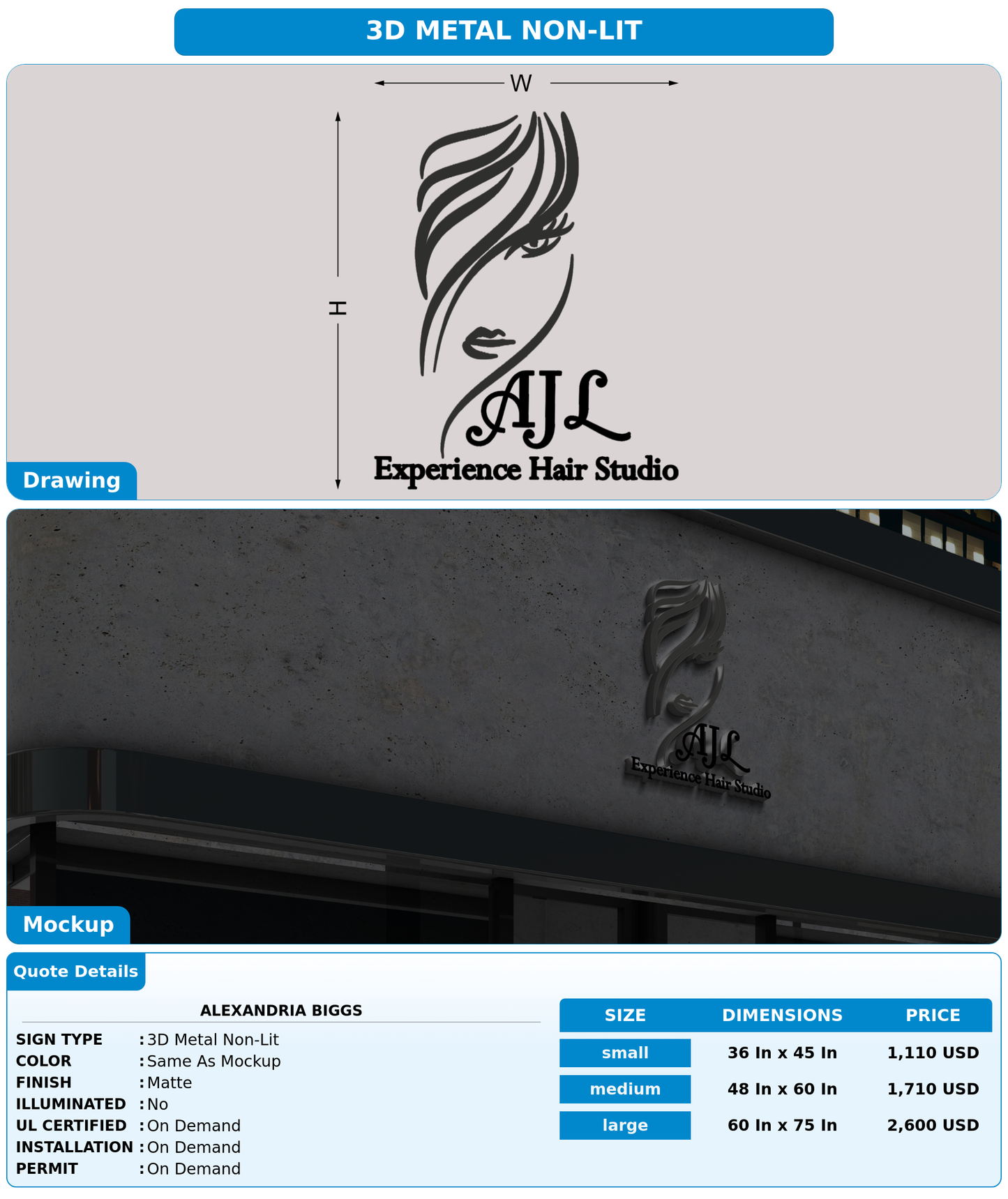 CUSTOM MOCKUP SIGN FOR Alexandria Biggs
