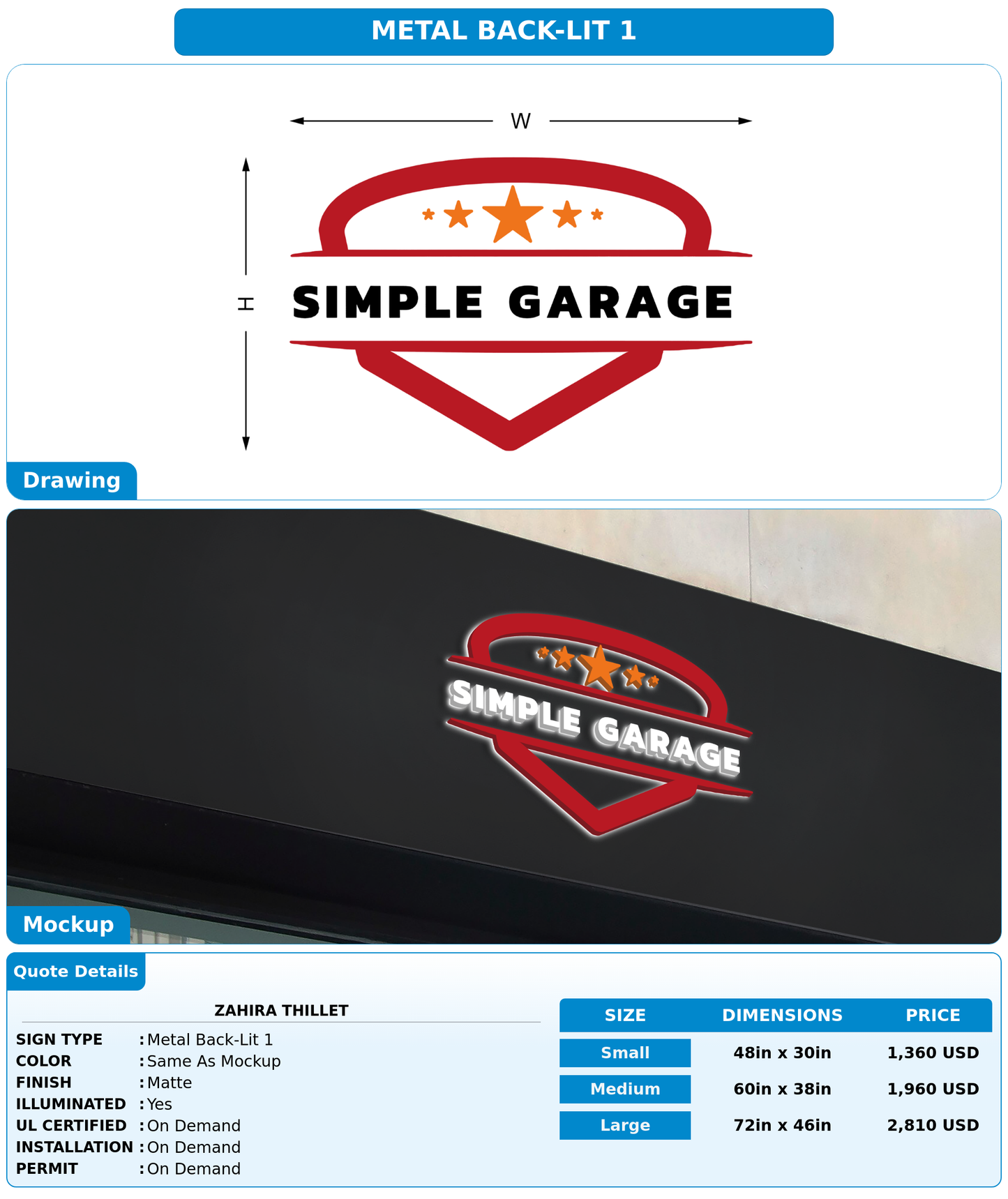 CUSTOM MOCKUP SIGN FOR Zahira Thillet