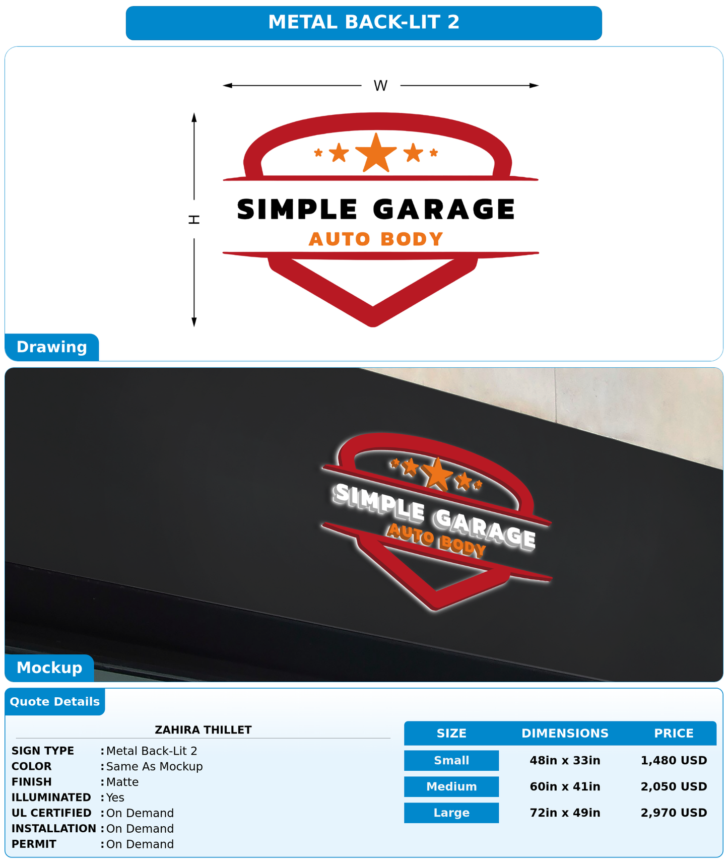 CUSTOM MOCKUP SIGN FOR Zahira Thillet