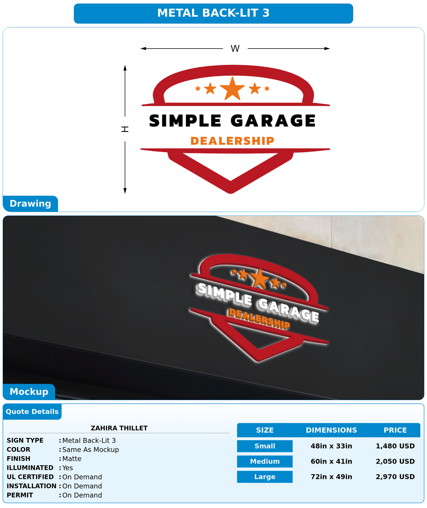 CUSTOM MOCKUP SIGN FOR Zahira Thillet