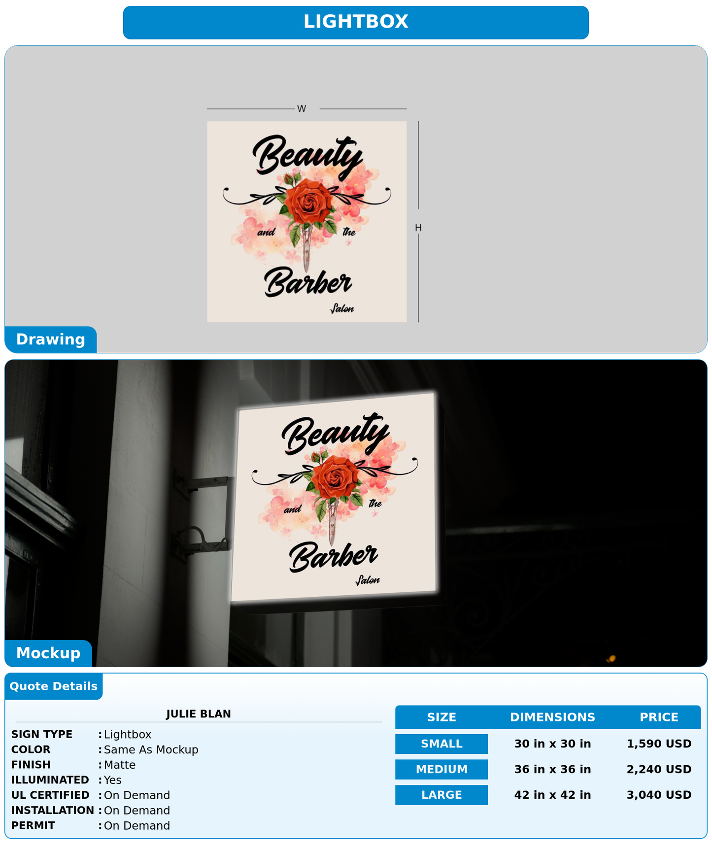 CUSTOM MOCKUP SIGN FOR Julie blan