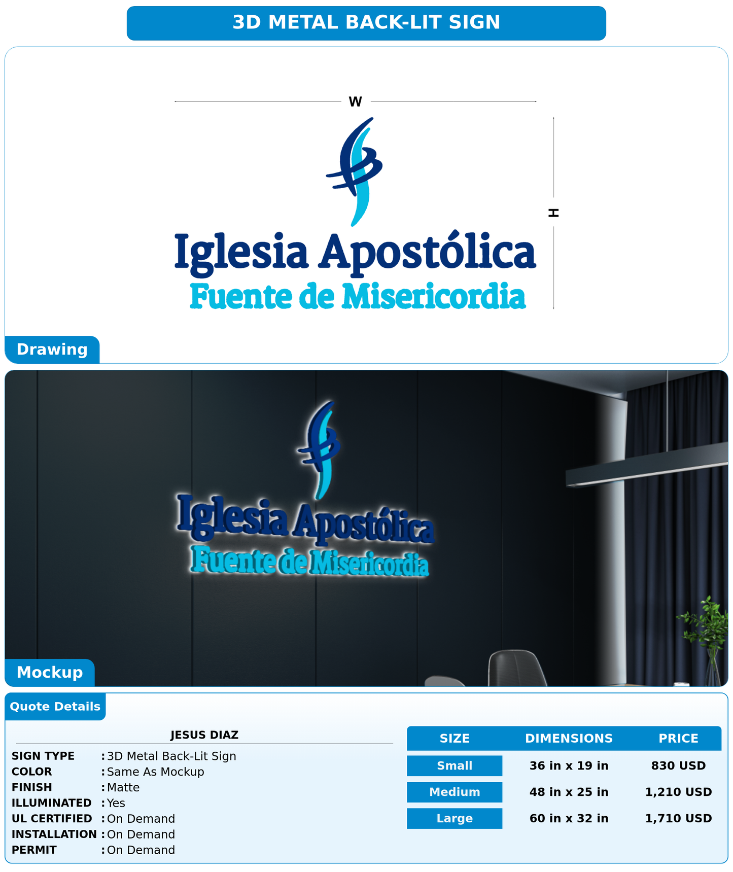 CUSTOM MOCKUP SIGN FOR Jesus Diaz