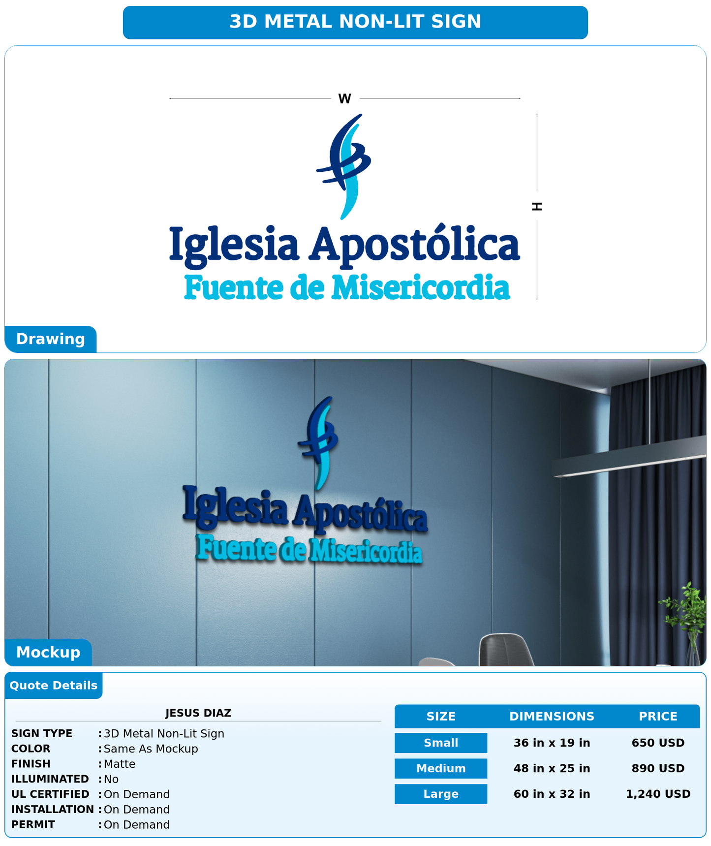 CUSTOM MOCKUP SIGN FOR Jesus Diaz