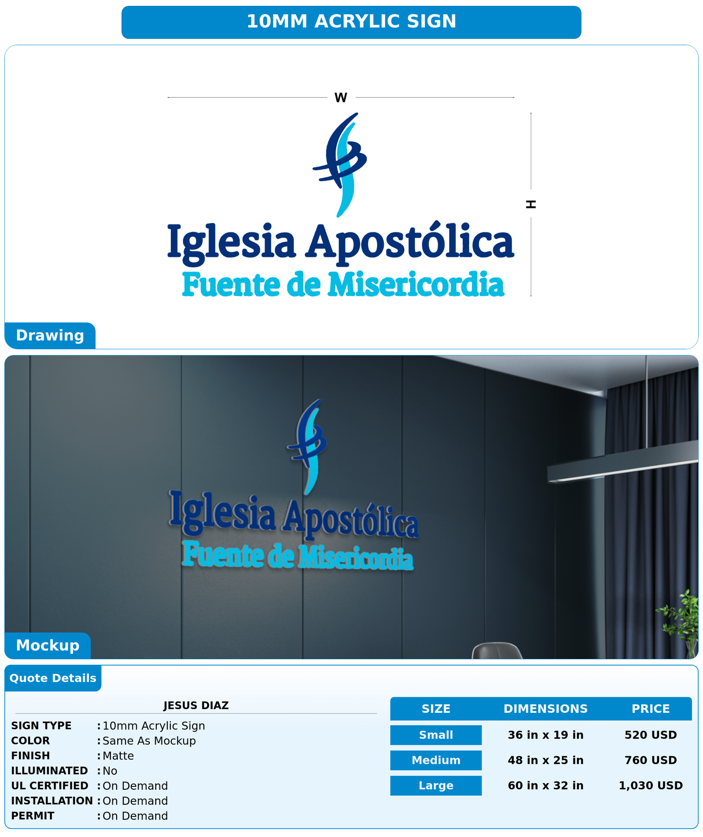 CUSTOM MOCKUP SIGN FOR Jesus Diaz
