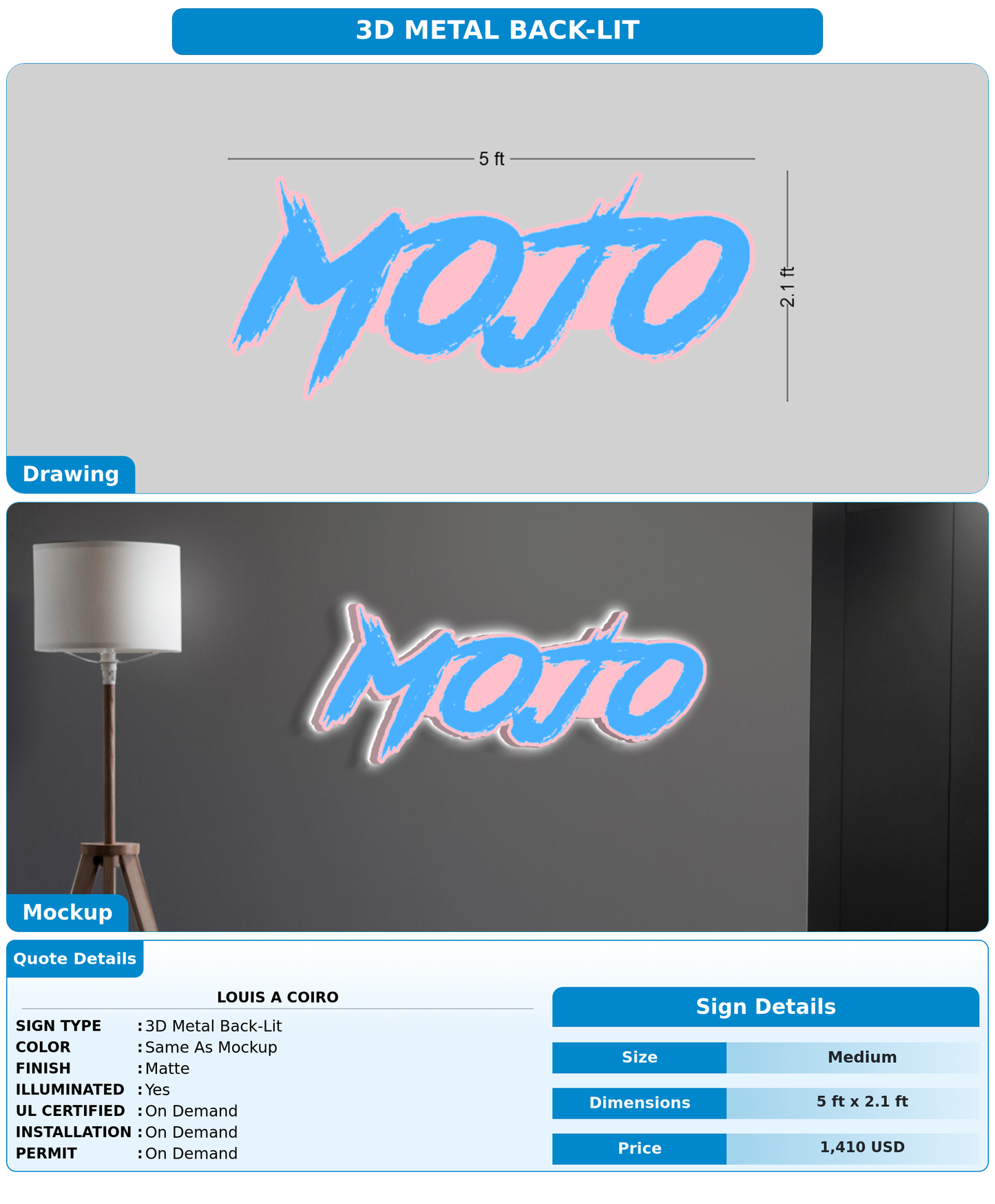 CUSTOM MOCKUP SIGN FOR Louis A Coiro